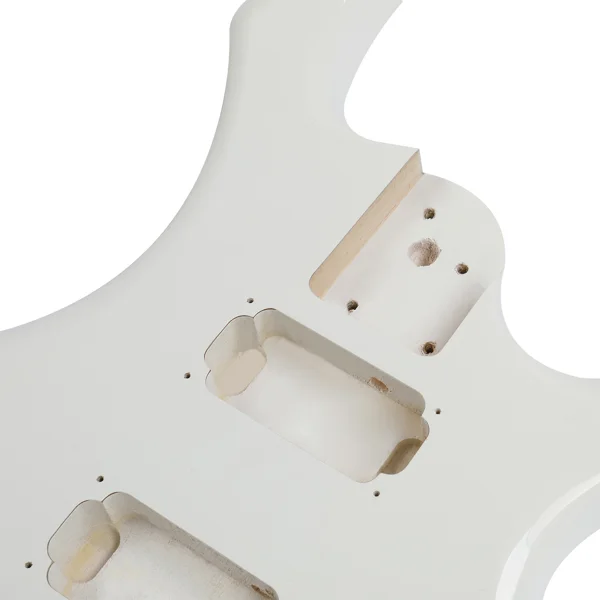 DIY 6 String Flame Shaped Style HSH Electric Guitar Kits with Mahogany Body, Maple Neck and Accessories White view 4