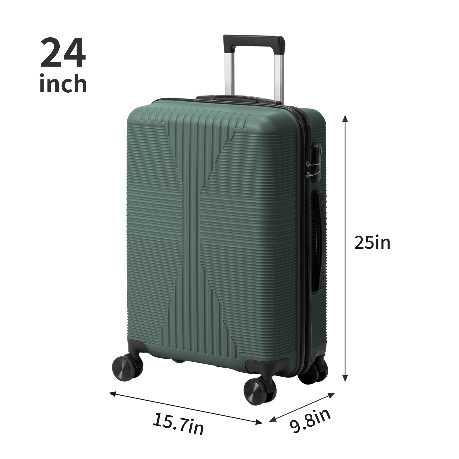 24-inch Non-TSA Customs Lock Suitcase PP Single Trolley Case Dark green view 3