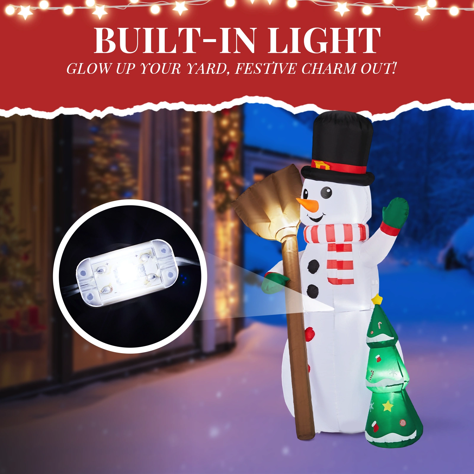 85M Lighted Inflatable Christmas Snowman Holding Groom with Built-in LED Lights, Blow Up Yard Decor for Front Lawn Garden Holiday view 5