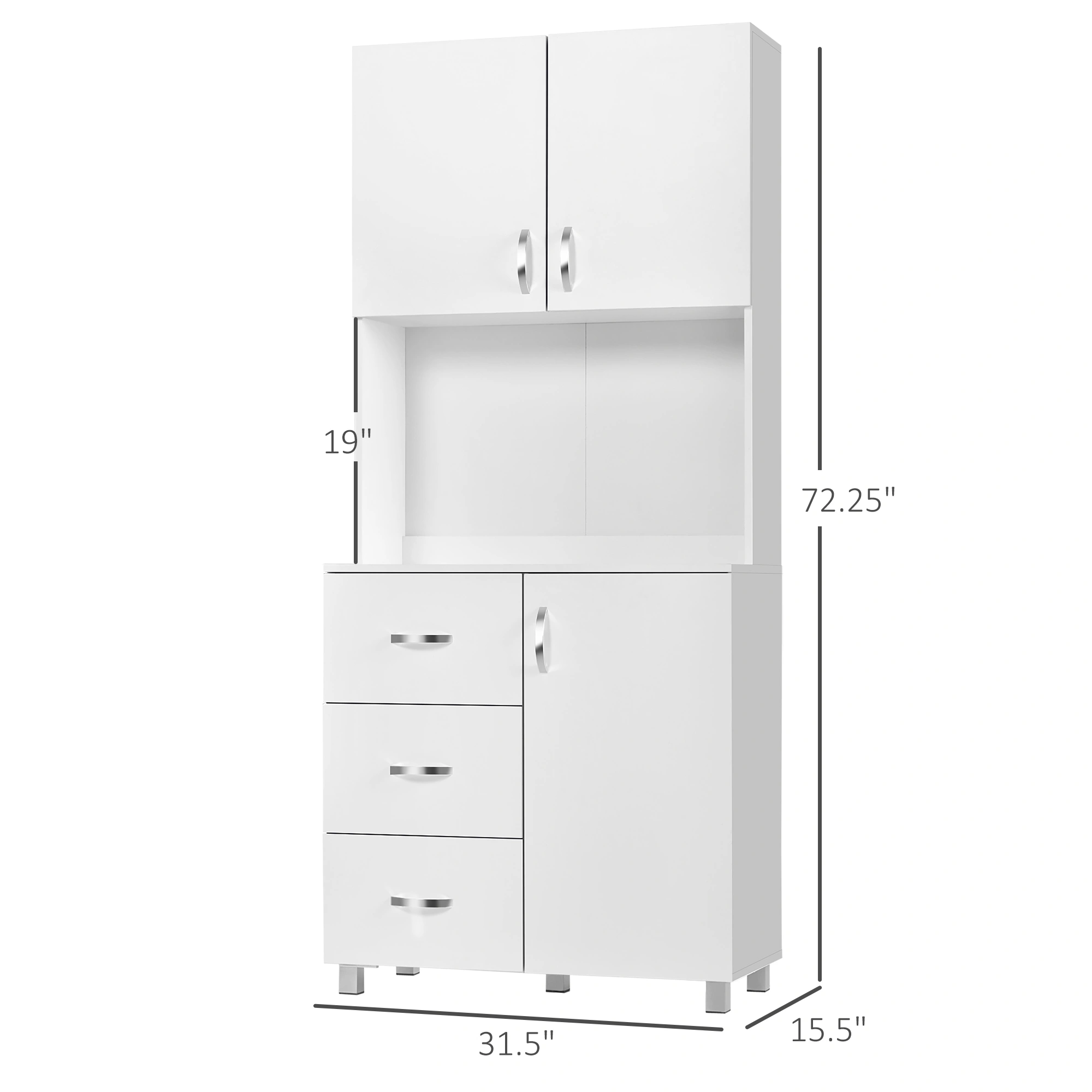 Kitchen and Bathroom Storage Cabinet, Freestanding Floor Cupboard with Adjustable Shelves, Pantry Organizer, White, 2-Door Design view 2
