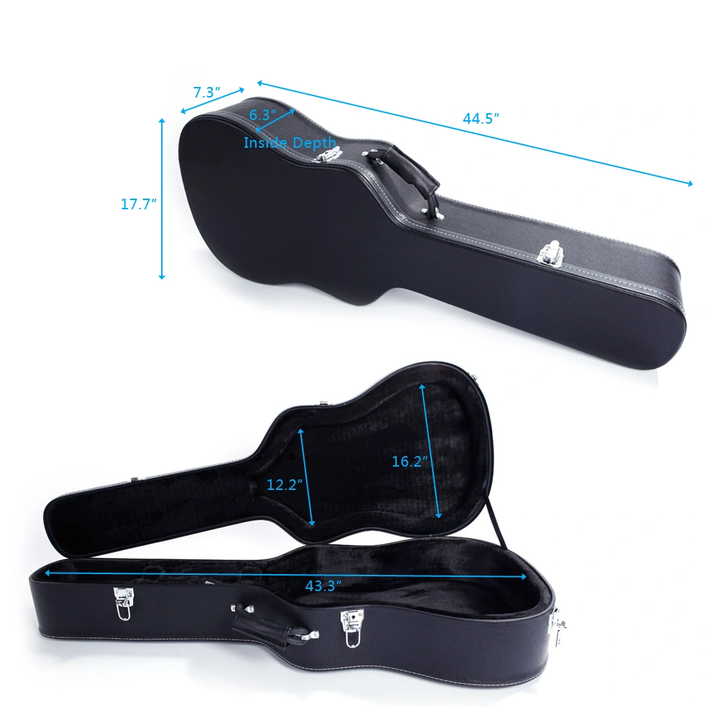 41" Folk Guitar Hardshell Carrying Case Fits Most Acoustic Guitars Microgroove Flat Black view 16