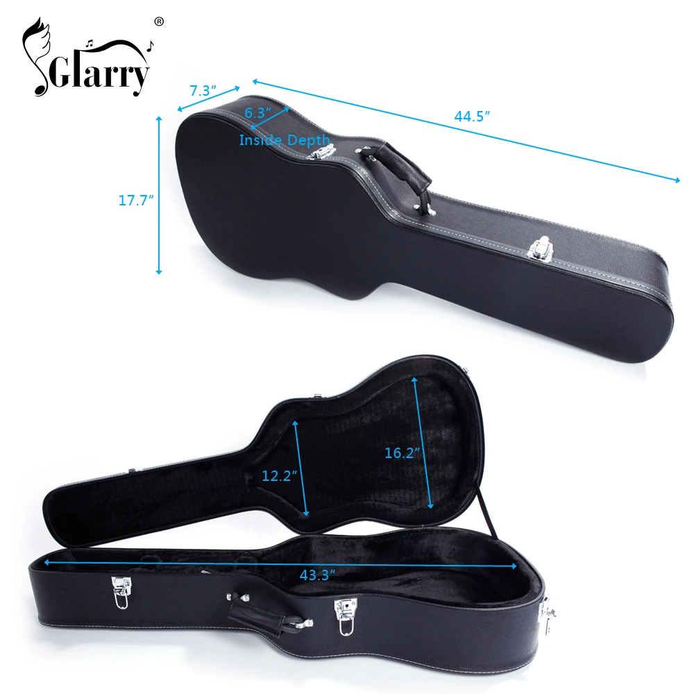 41" Folk Guitar Hardshell Carrying Case Fits Most Acoustic Guitars Microgroove Flat Black view 17