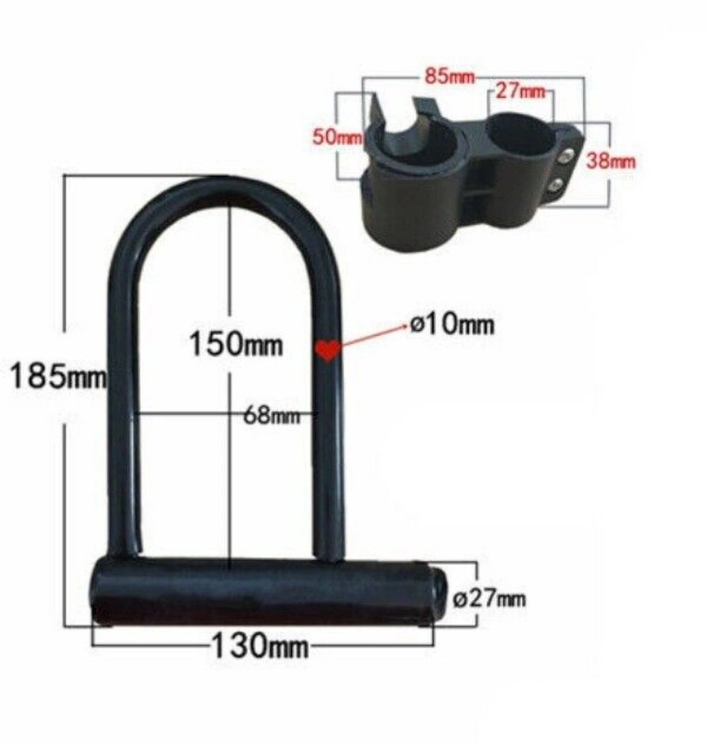 Heavy Duty U-Shaped Bike Cable Lock with Plum Pin & 2 Keys - Anti-Theft Bicycle Security view 5