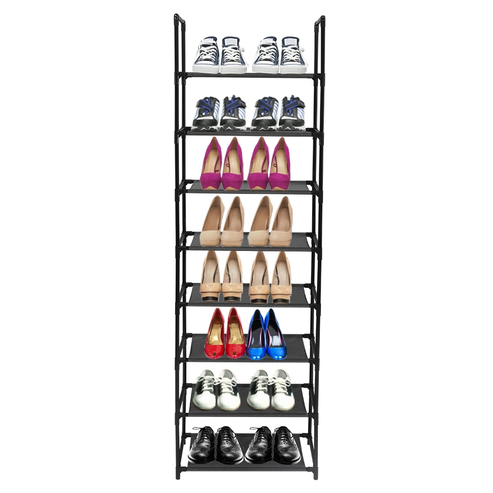 8 Tiers Shoe Rack Stainless Steel Frame Holds 16-20 Pairs Of Shoes