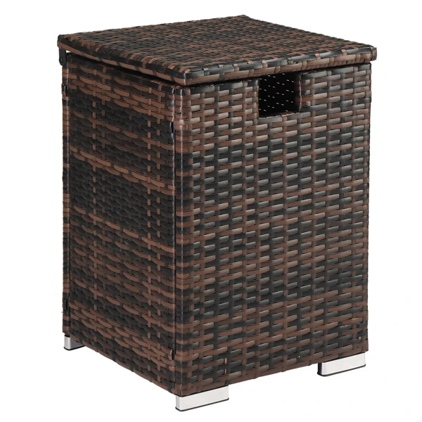 40*40*57cm Iron Frame Gas Bottle Storage Rattan Side Table Brown Gradient view 3