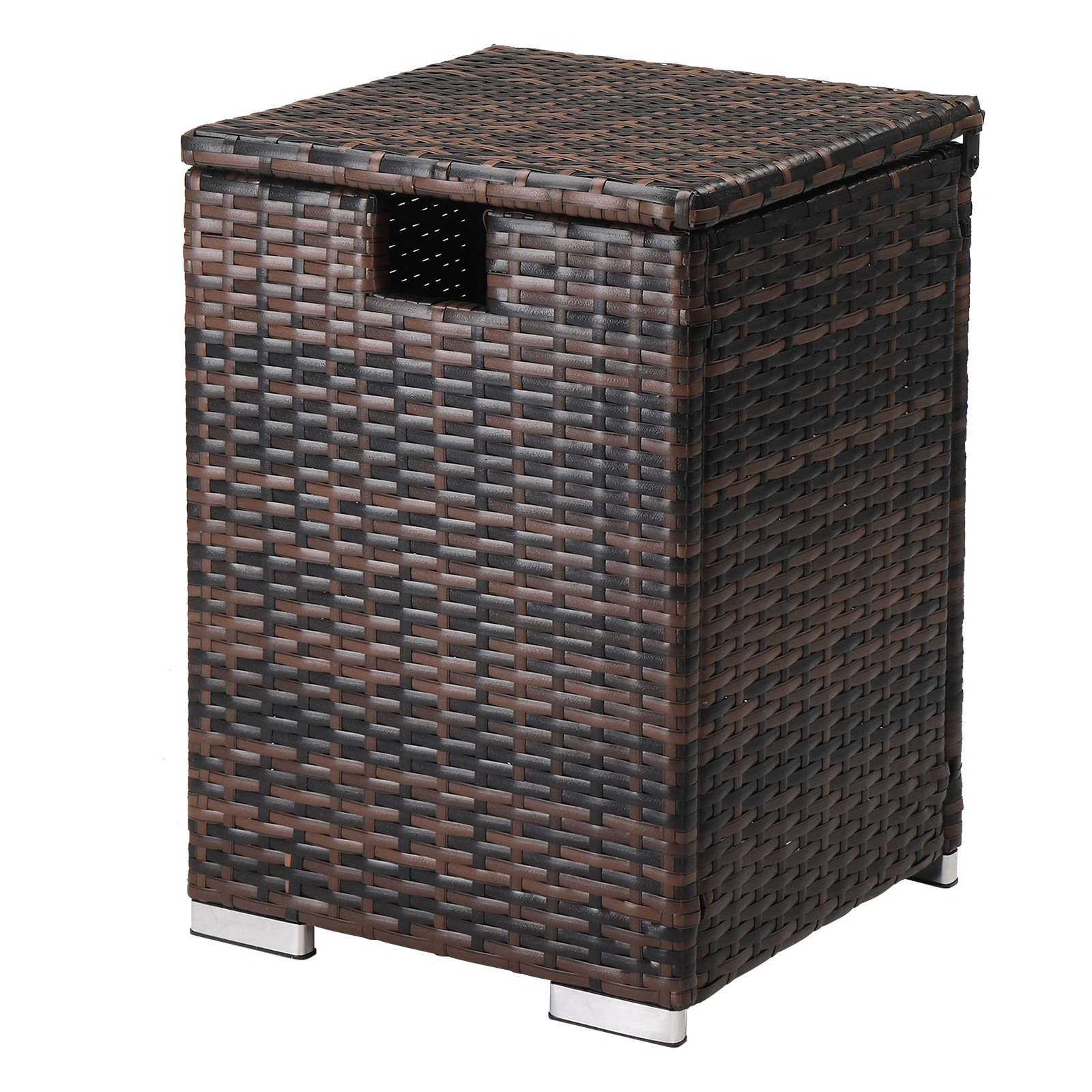 40*40*57cm Iron Frame Gas Bottle Storage Rattan Side Table Brown Gradient