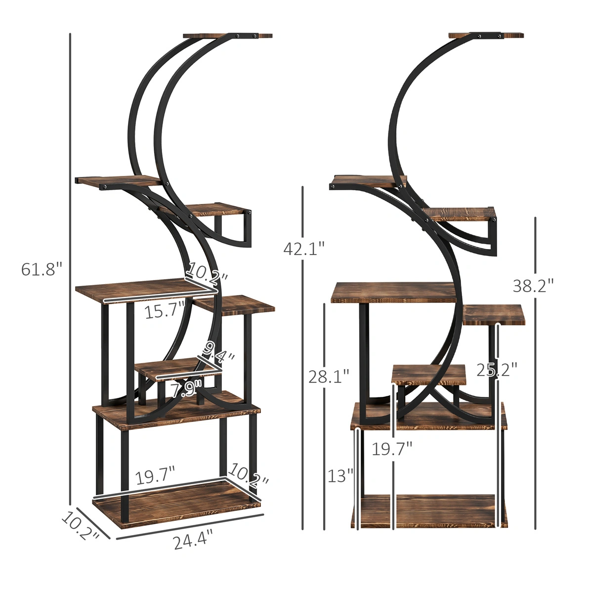 Flower Stand Plant Stand Indoor Outdoor Metal Garden Pot Rack Decorative Display Holder for Home Patio Balcony Yard view 2