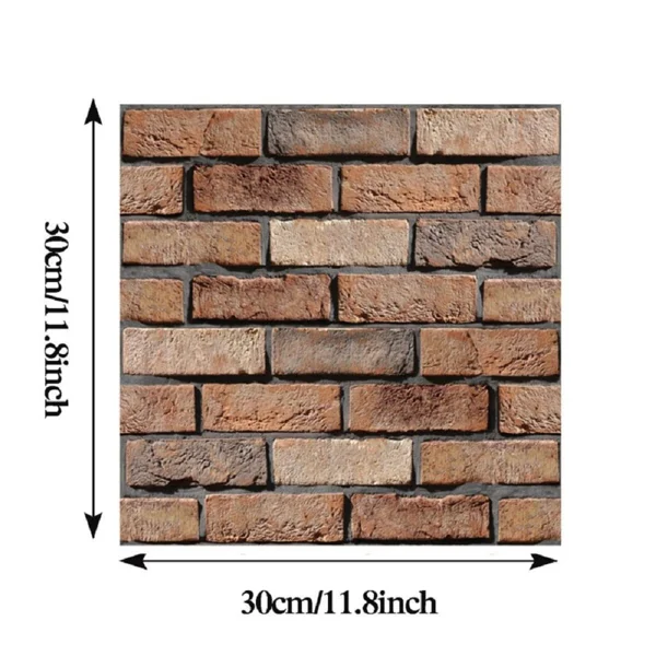 10 pcs 3D Wall Brick Self Adhesive Removable Wallpaper 11.8 x 11.8 Inch Wallpaper Brick Breakaway Wall Decals Vintage Faux Brick Wallpaper Brown for Fireplace Kitchen Backsplash view 2
