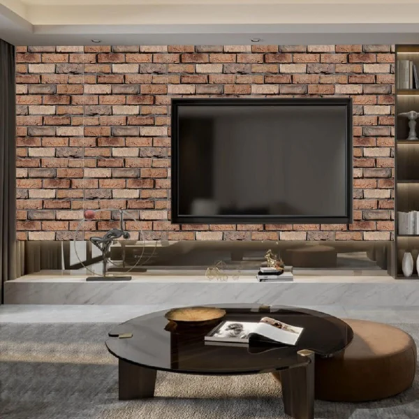10 pcs 3D Wall Brick Self Adhesive Removable Wallpaper 11.8 x 11.8 Inch Wallpaper Brick Breakaway Wall Decals Vintage Faux Brick Wallpaper Brown for Fireplace Kitchen Backsplash view 6