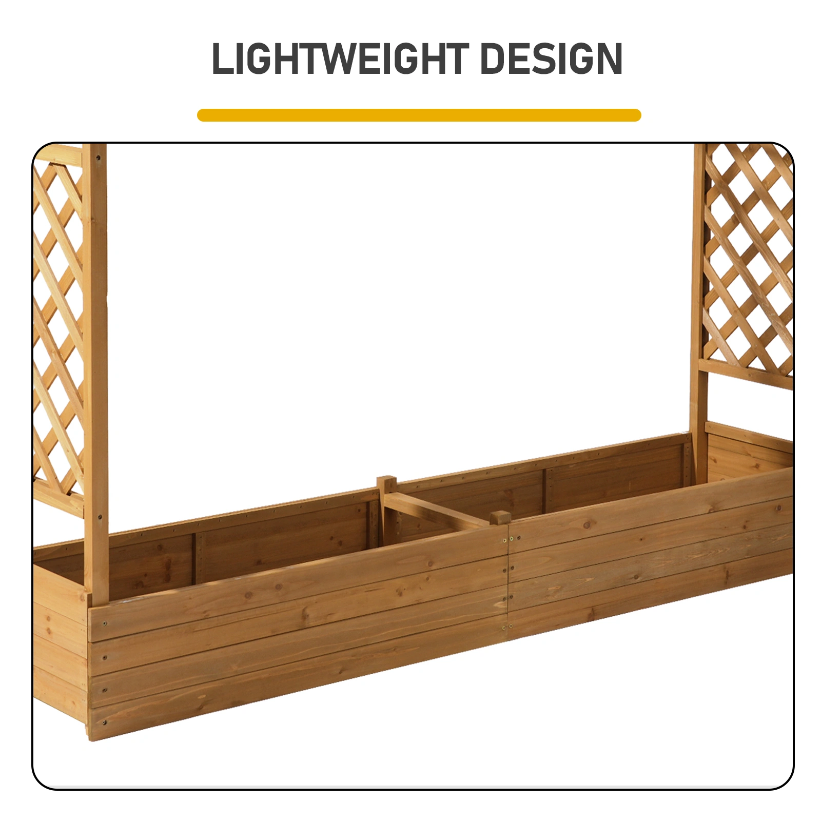 Raised Garden Bed with Trellis & Hanging Roof Carbonized Fir Planter Box Drainage Holes for Vine Climbing Flower Outdoor Patio view 7