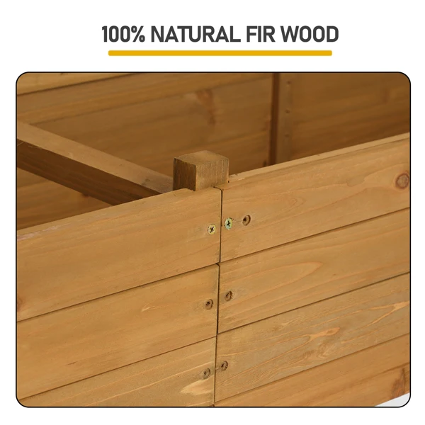 Raised Garden Bed with Trellis, Hanging Roof, Planter Box, Drainage Holes, Vertical Plant Container for Vine Climbing Plant Flower, Standing Wood Planter for Garden Patio Yard, Teak view 3