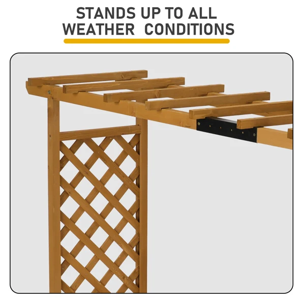 Raised Garden Bed with Trellis, Hanging Roof, Planter Box, Drainage Holes, Vertical Plant Container for Vine Climbing Plant Flower, Standing Wood Planter for Garden Patio Yard, Teak view 4