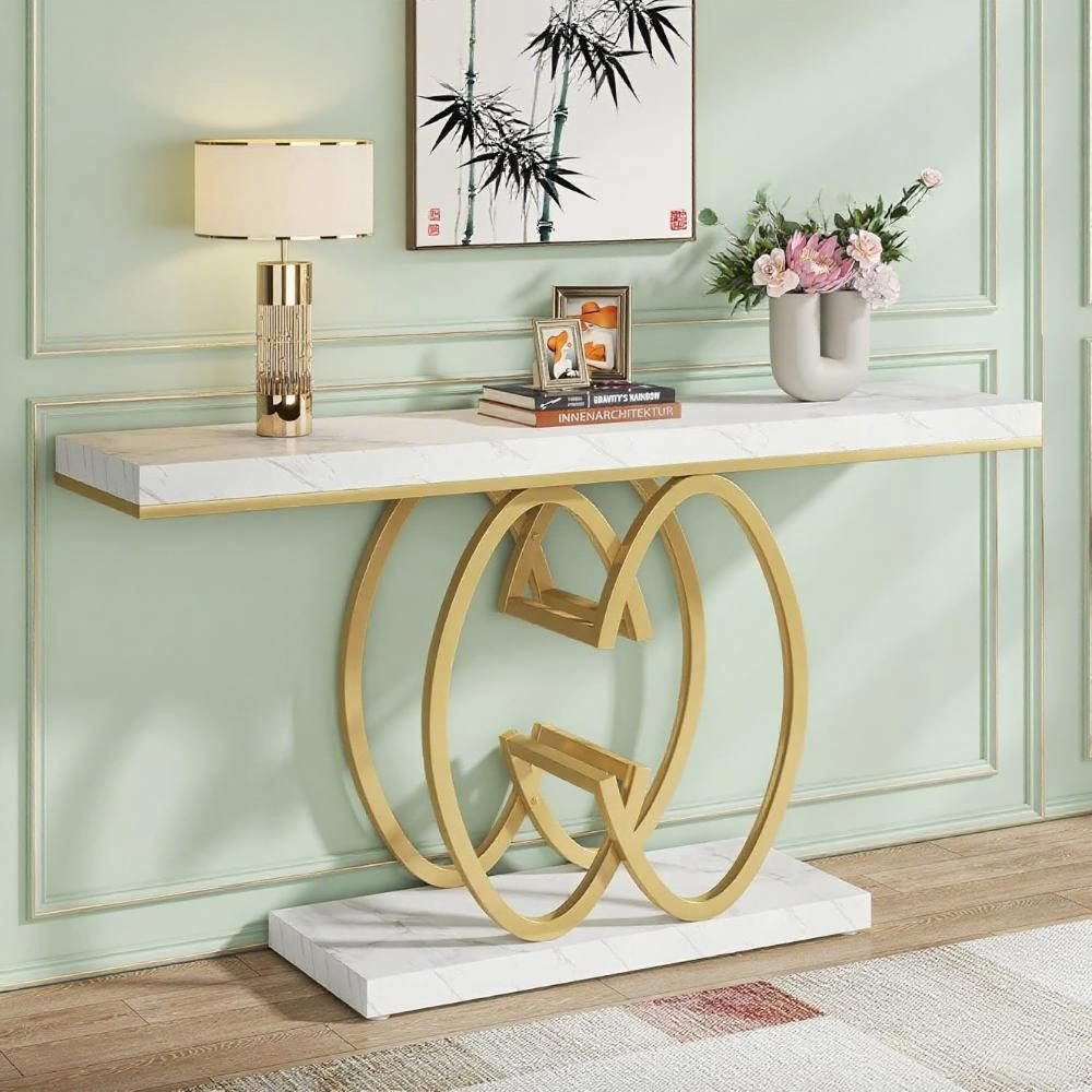 Long Console Table for Living Room, Slim Sofa Table with Storage Shelf, Entryway Hallway Table, Narrow Side Table for Small Spaces
