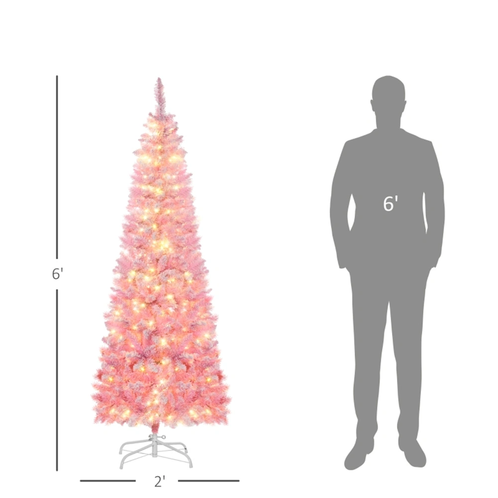 6ft Pre-Lit Christmas Tree with LED Lights, Full Artificial Pine Tree for Indoor Holiday Decoration view 3