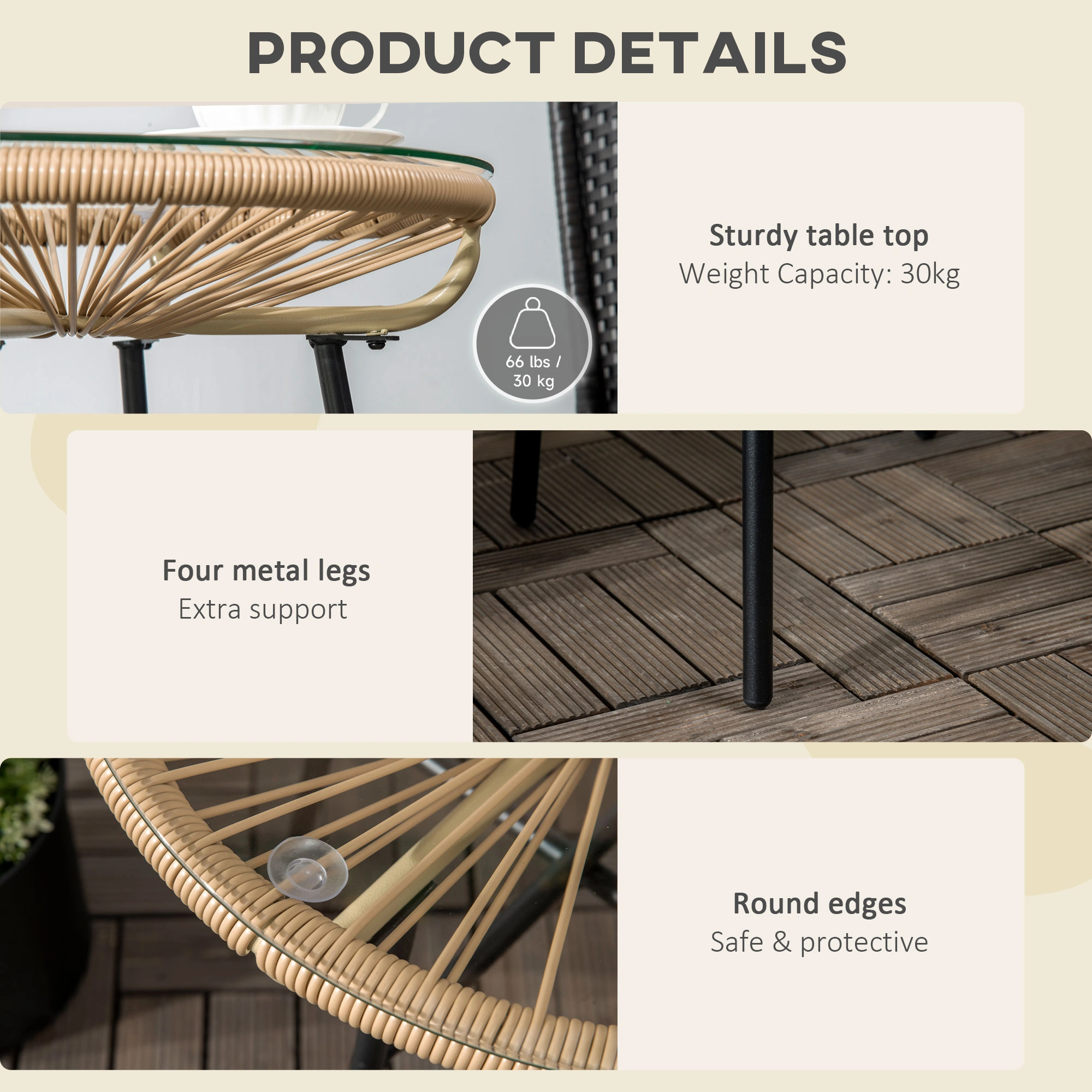 Rattan Coffee Table Large, Oval Cocktail Table with Storage Basket, Wicker Center Table for Living Room Home Decor view 3