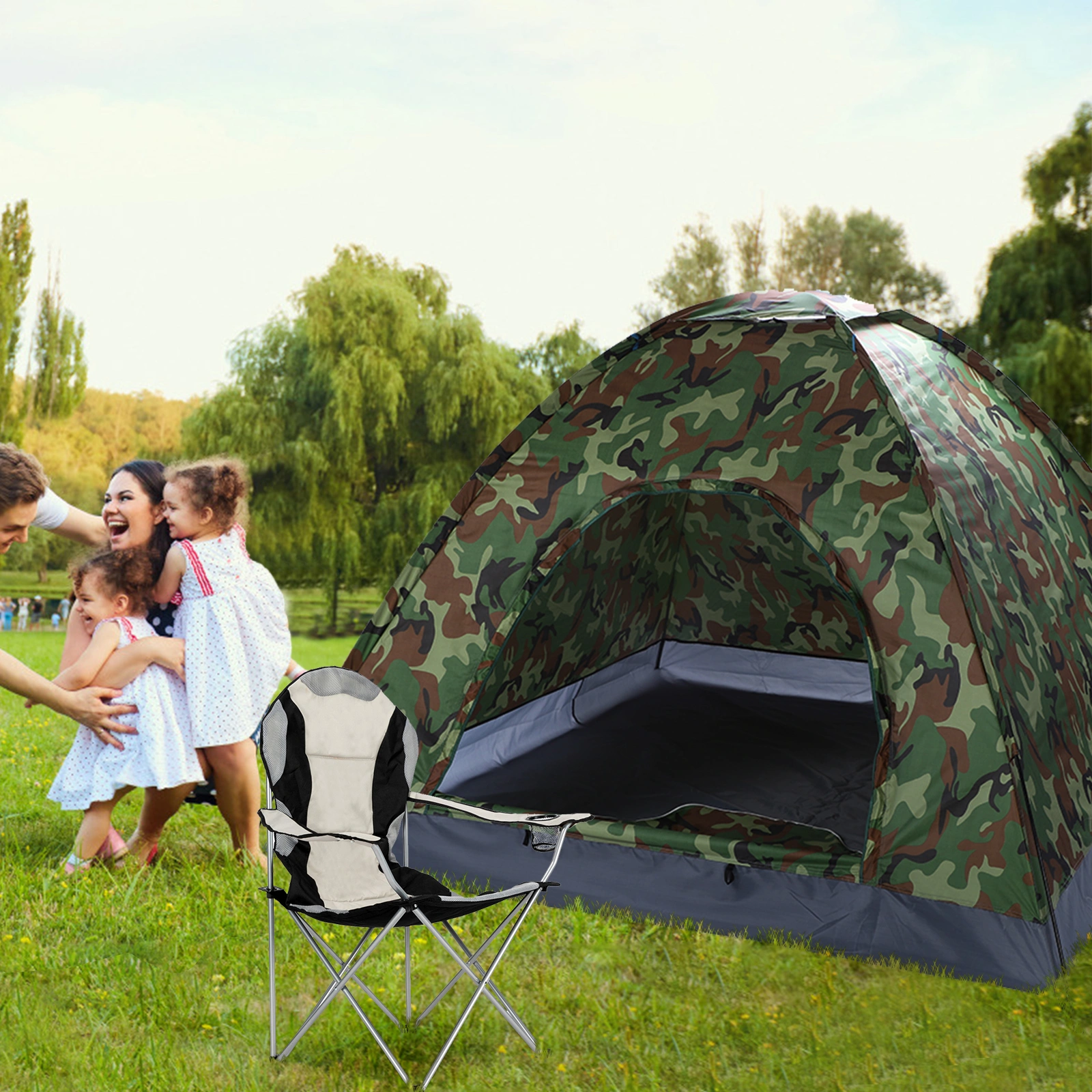 3-4 Person Camping Dome Tent Camouflage view 11
