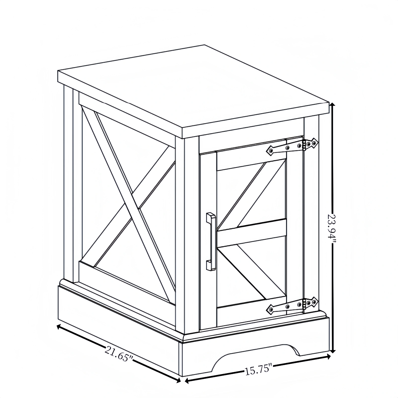 Farmhouse end table Nightstand Rectangular Farmhouse End Table with Barn Door and Adjustable Storage Shelf, Rustic Sofa Side Table for Living Room, Bedroom, White view 8