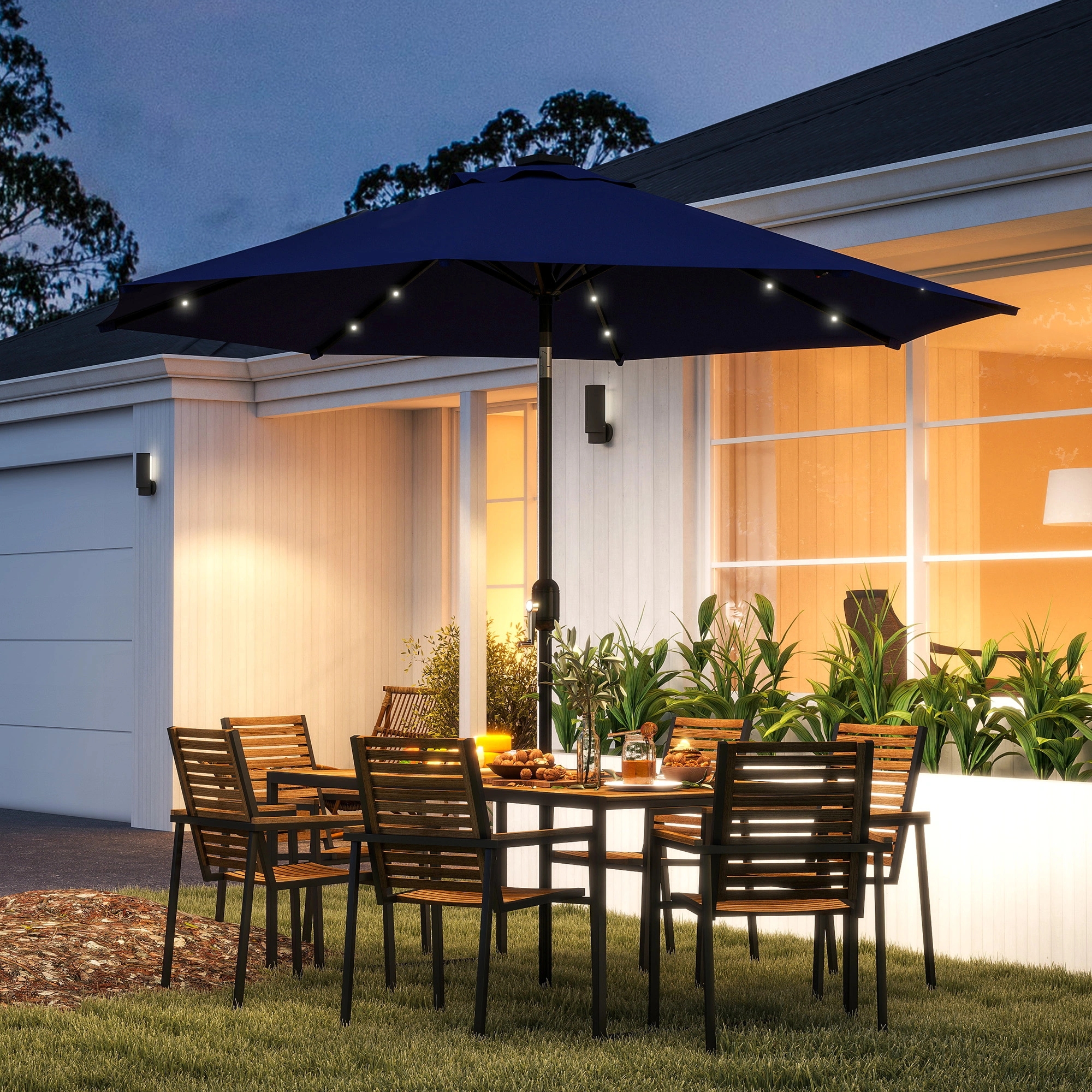 Outdoor Beach Umbrella 9FT Sun Parasol UV Protection Patio Garden Terrace Canopy
