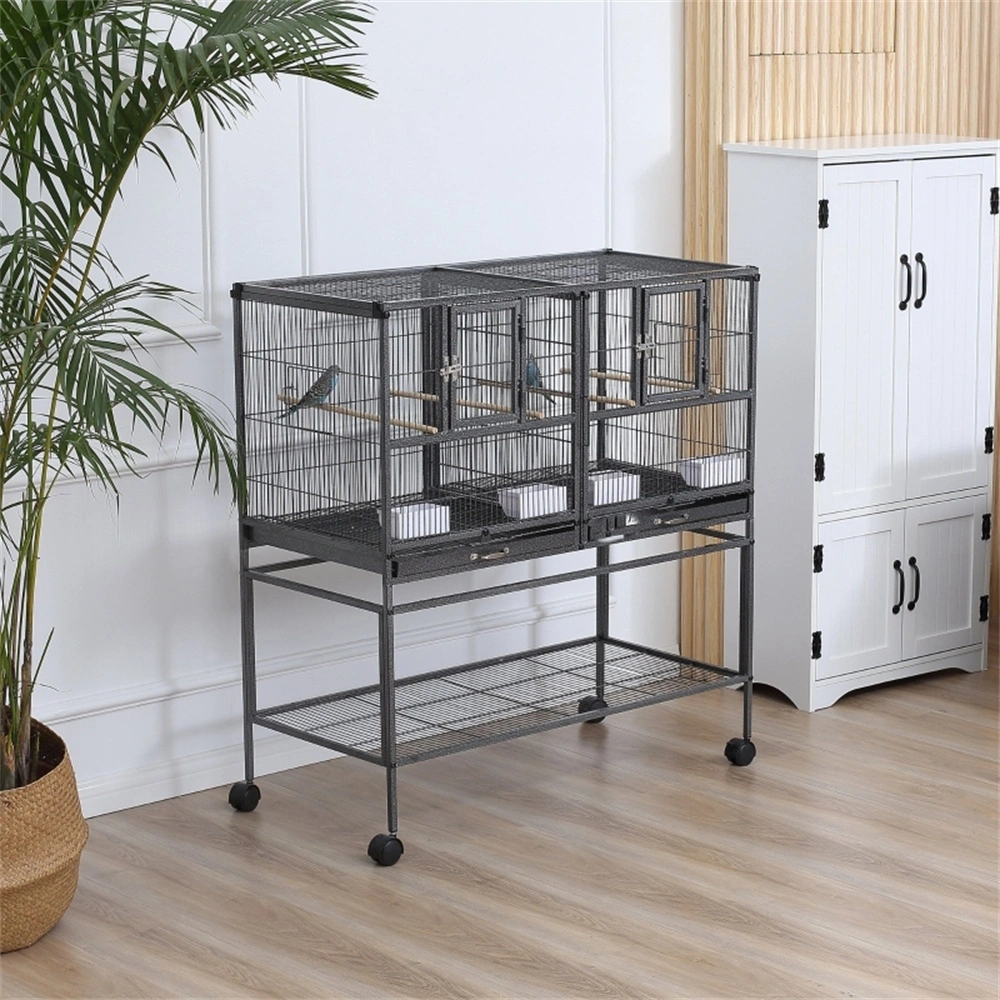 Decorative Bird Cage Stand - Elevated Pet Parrot House with Perch and Feeder, Easy Clean Design