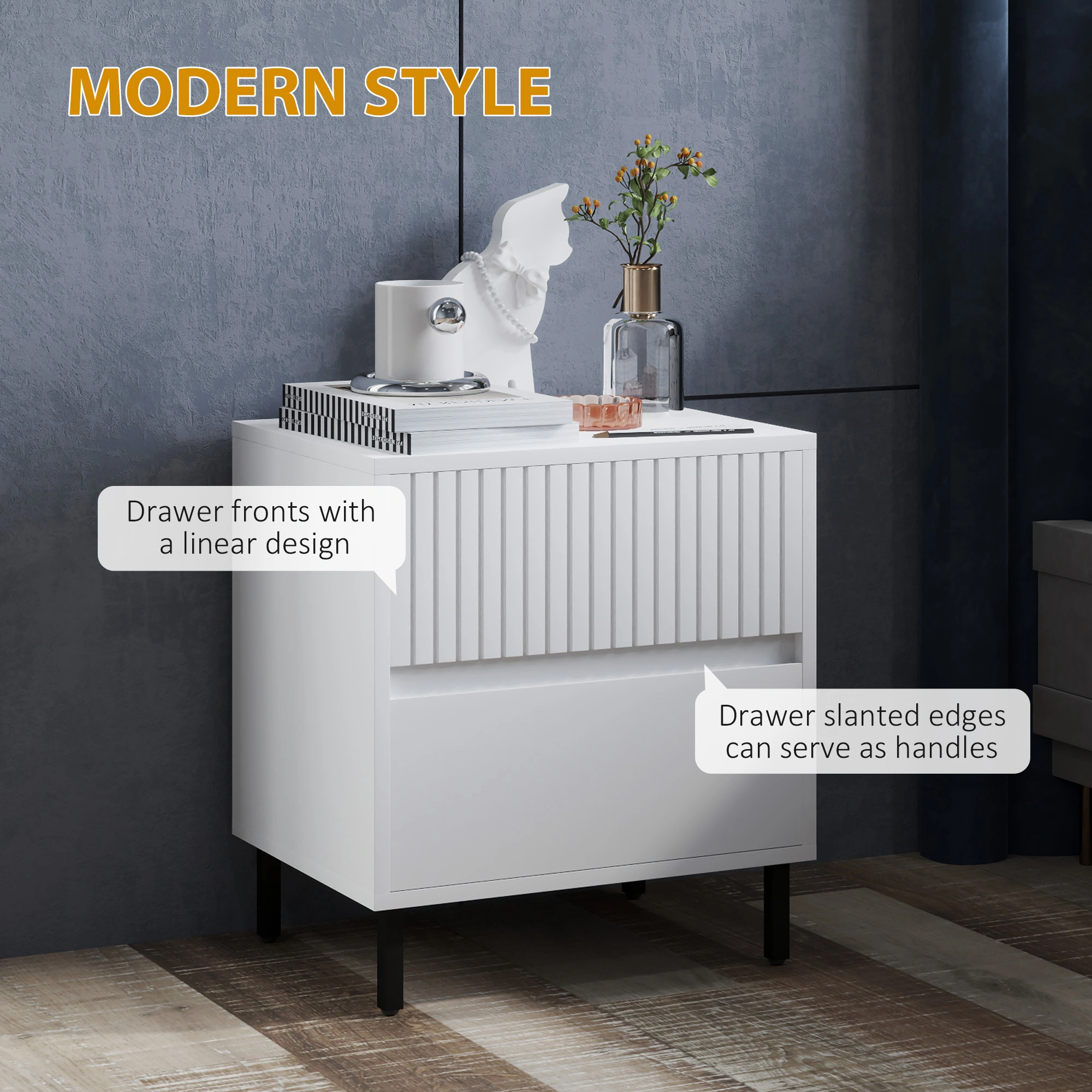 Modern Bedside Tables with Storage, Nightstand Side Table for Bedroom Living Room view 3