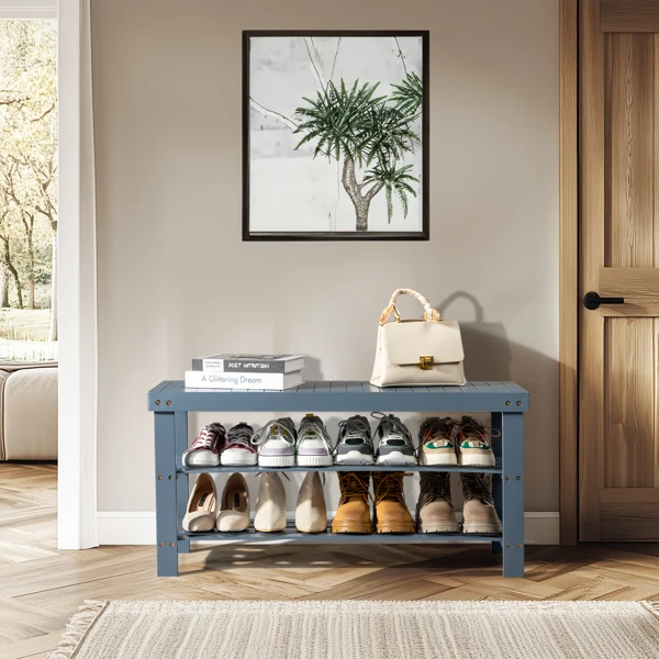 3-Tier Seamless Top Bamboo Shoe Rack view 2
