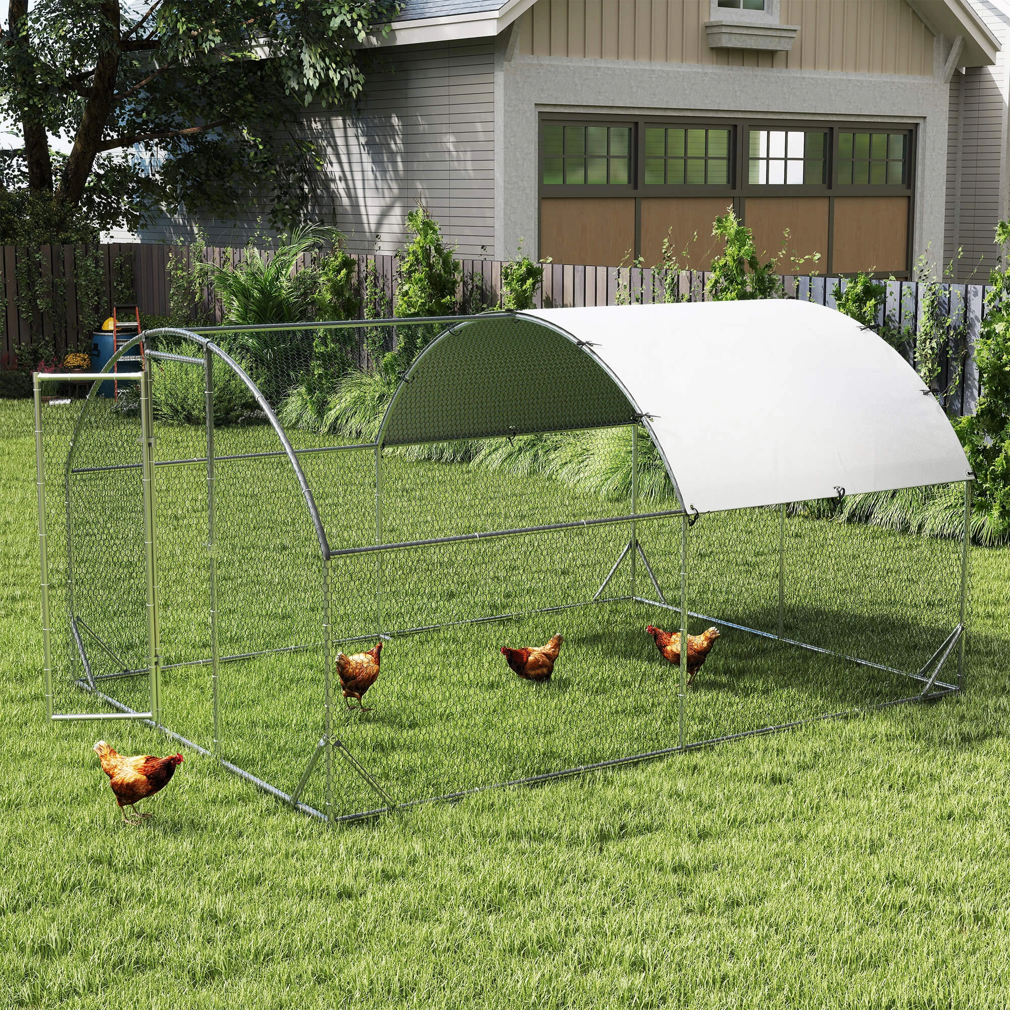 Coop Chicken Run Enclosure with Nesting Box, Portable Poultry House for Backyard Hens