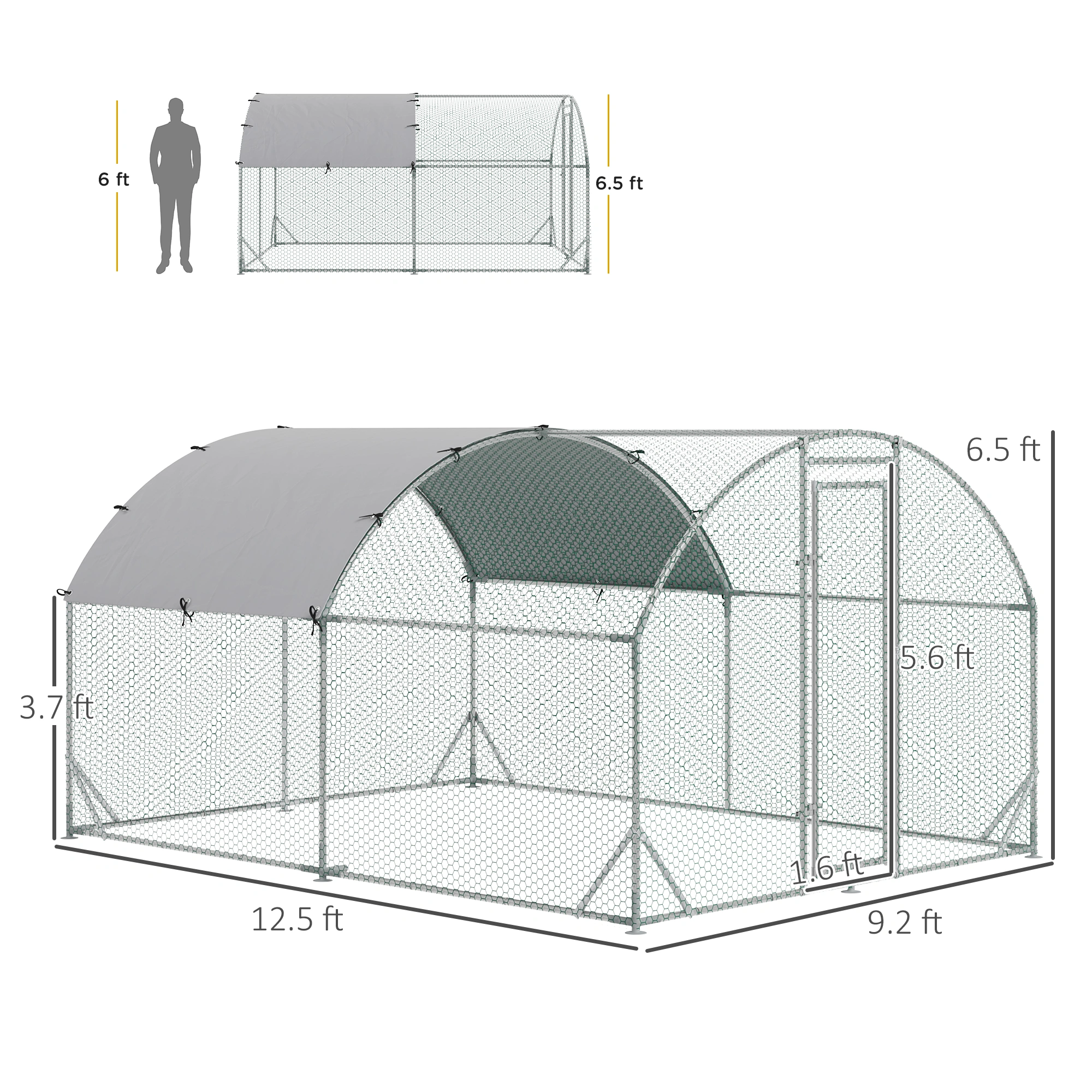 Coop Chicken Run Enclosure with Nesting Box, Portable Poultry House for Backyard Hens view 2