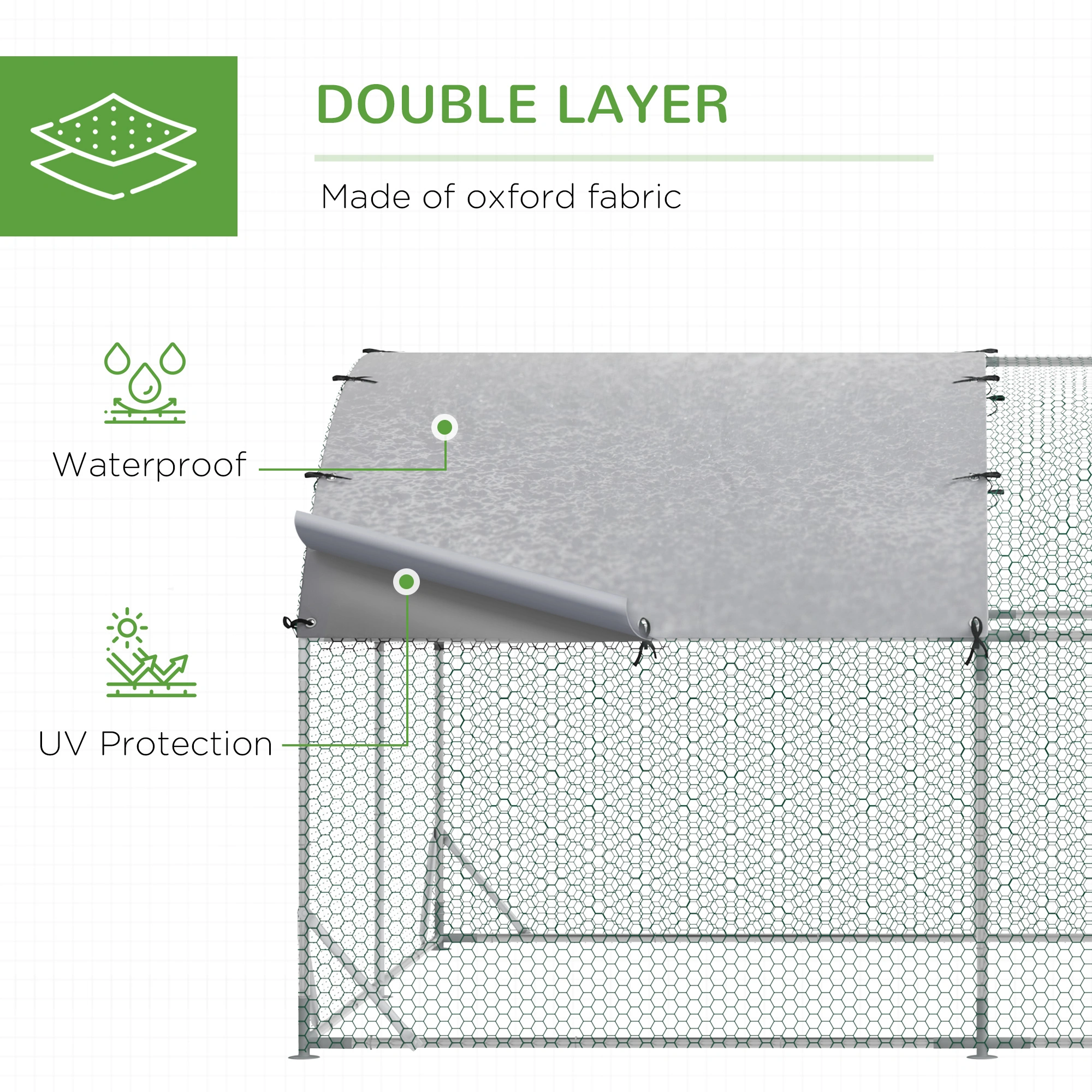 Coop Chicken Run Enclosure with Nesting Box, Portable Poultry House for Backyard Hens view 3