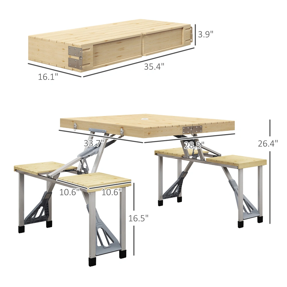 Compact Picnic Table Set - Portable Outdoor Table & Chairs for Garden & Party view 3