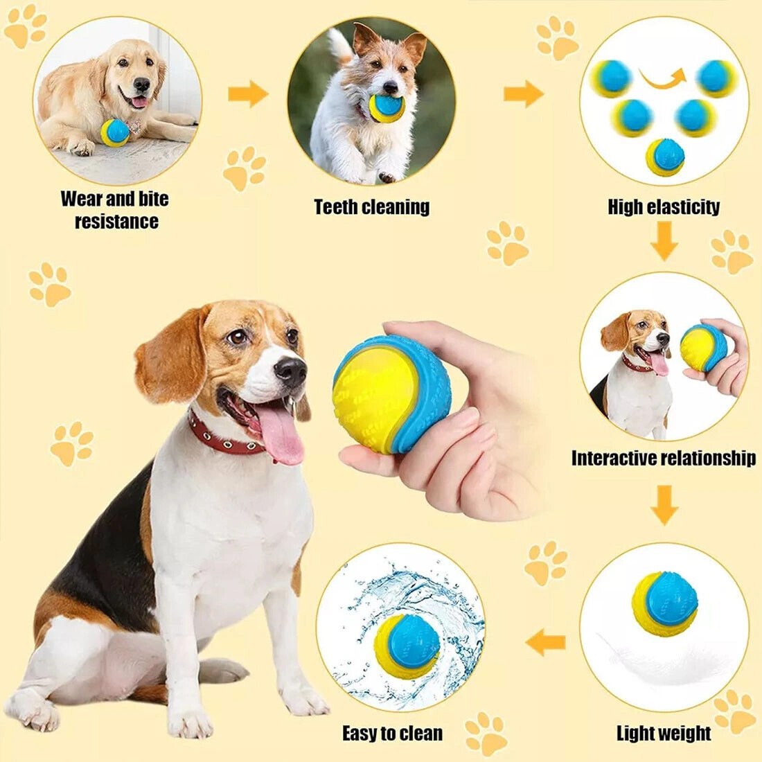 Set of 8 Scooby-Doo Squeaky Dog Balls Durable Interactive Dental Cleaning Toys UK view 2