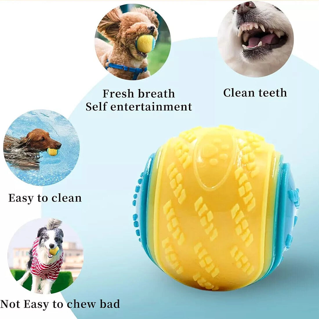 Set of 8 Scooby-Doo Squeaky Dog Balls Durable Interactive Dental Cleaning Toys UK view 4