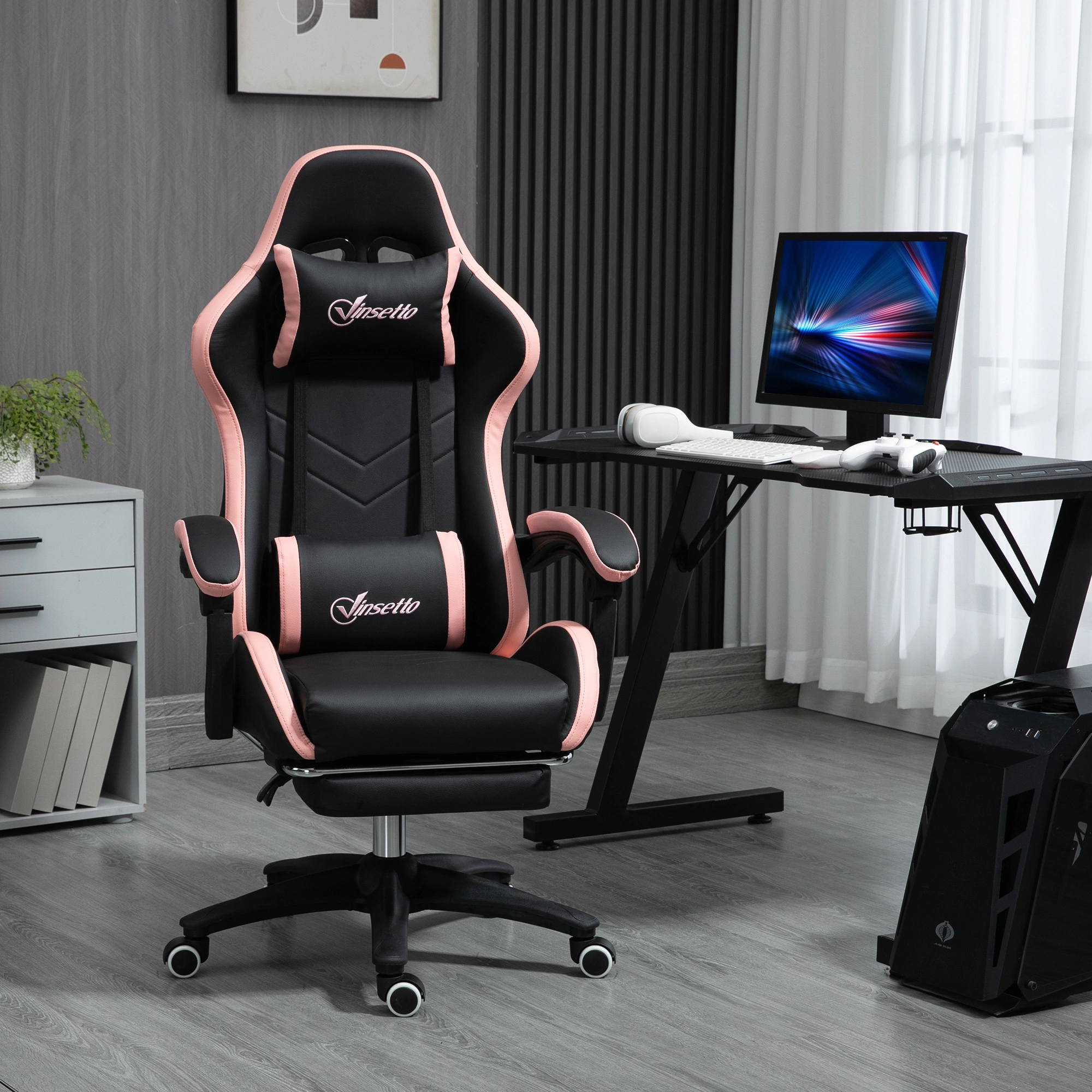 Ergonomic Gaming Chair - High Back PU Leather Racing Style with Lumbar Support