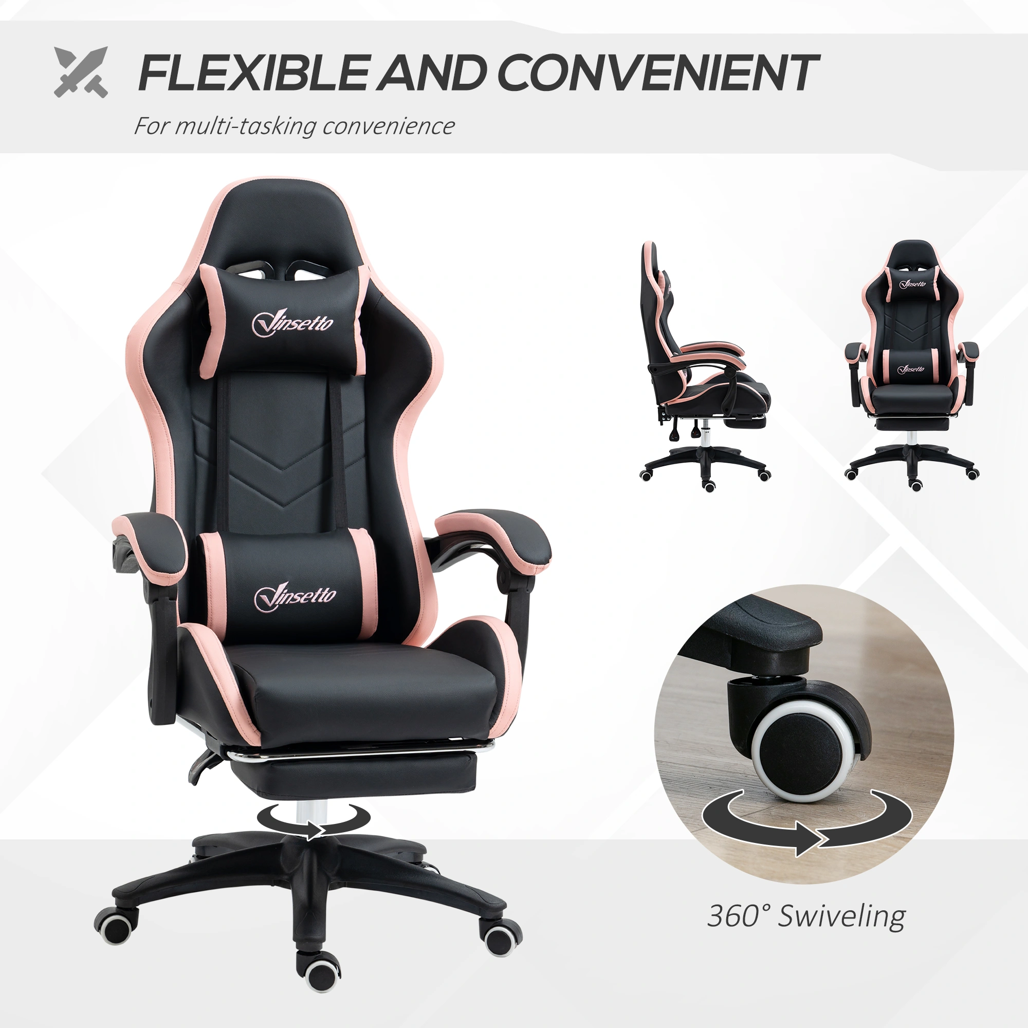 Ergonomic Gaming Chair - High Back PU Leather Racing Style with Lumbar Support view 4
