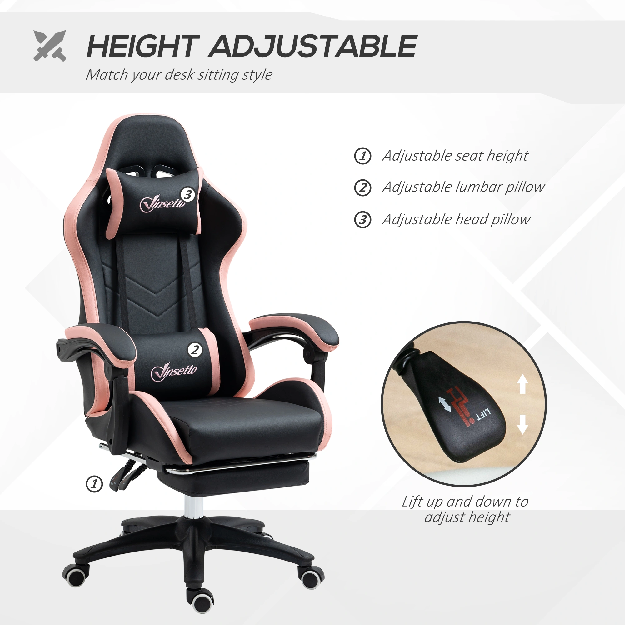 Ergonomic Gaming Chair - High Back PU Leather Racing Style with Lumbar Support view 5