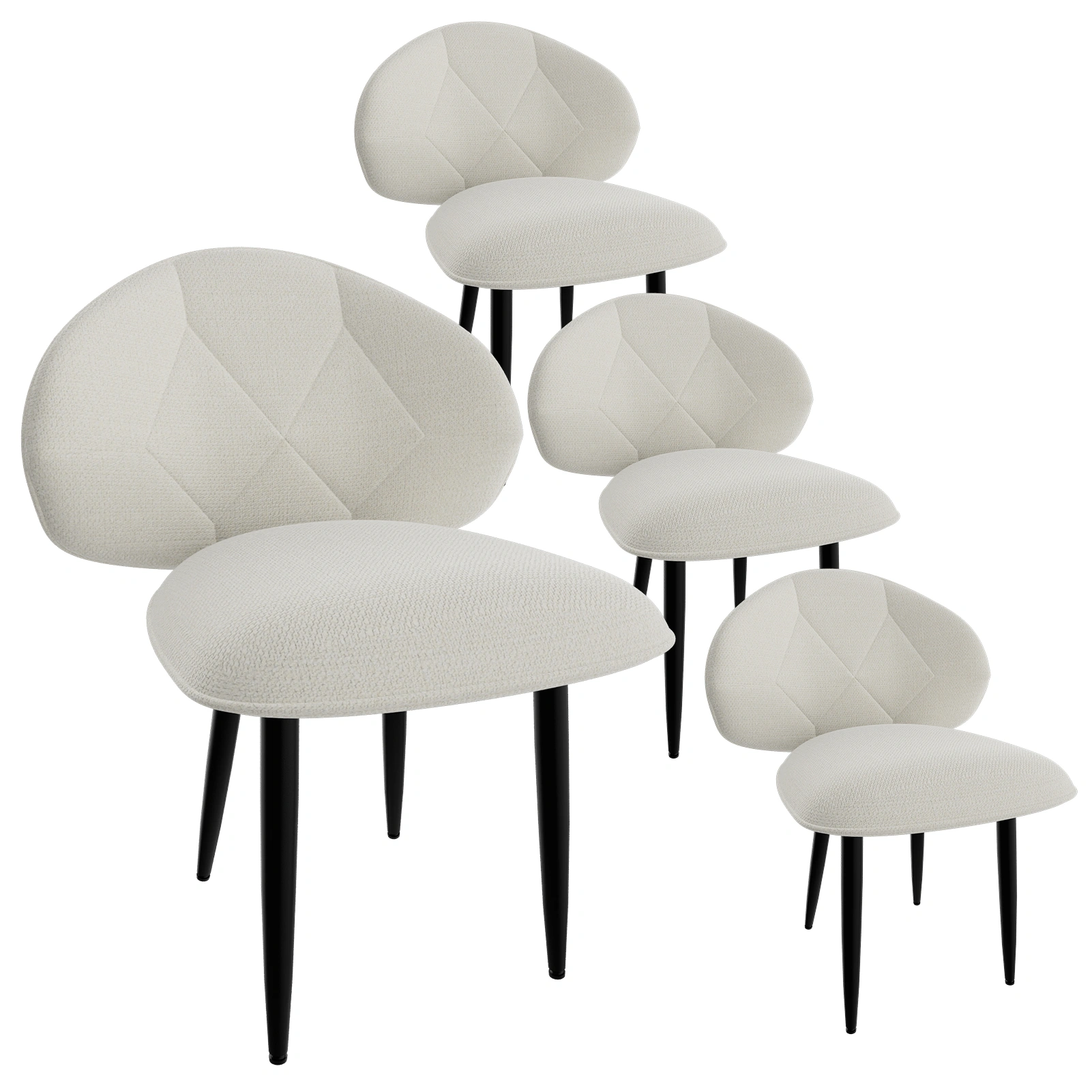 4-Pack Padded Dining Room Chairs, Modern Kitchen Chairs, Comfortable Wide Backrest Upholstered Dining Chair Set with Metal Legs