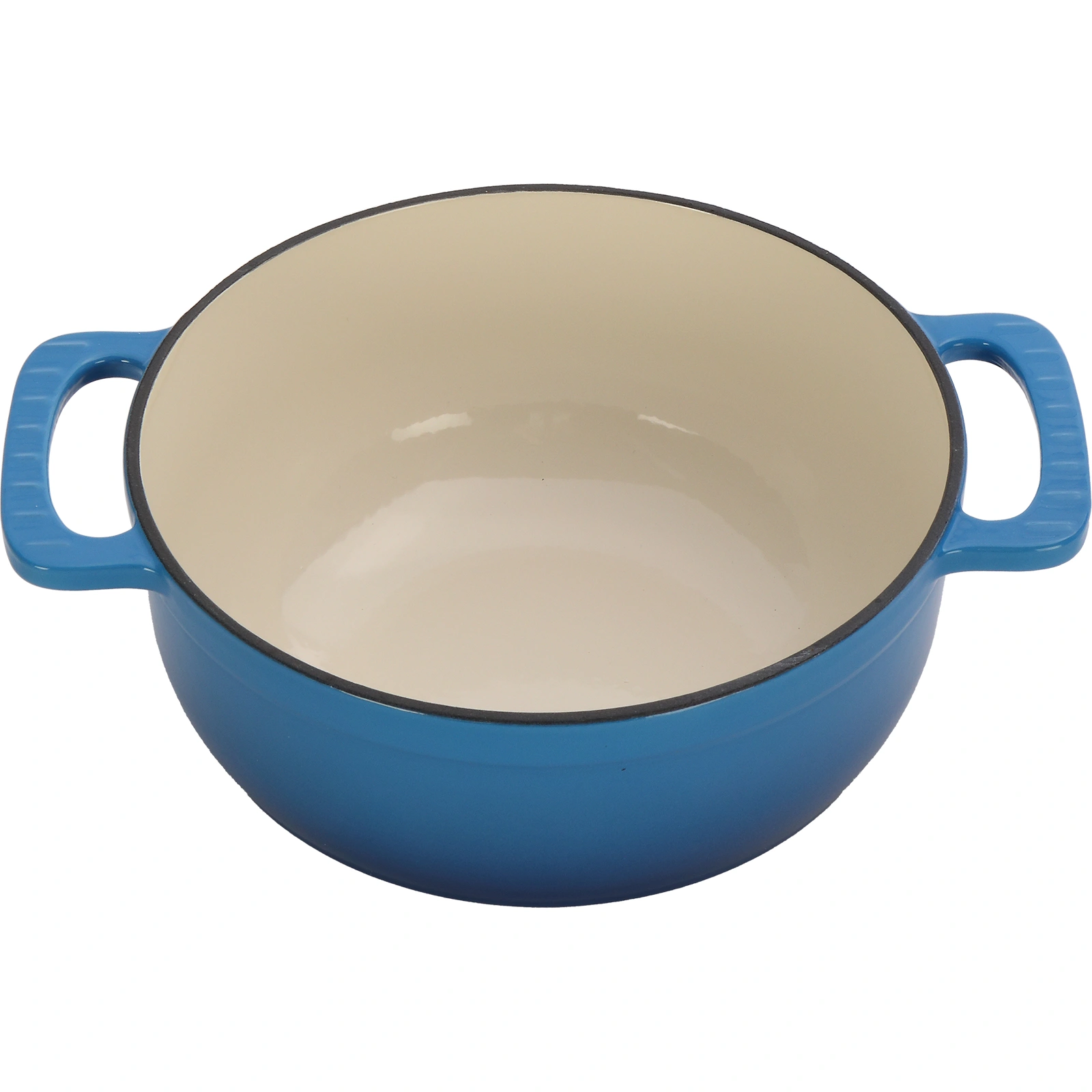 Cast iron 6QT cooking pot - Gradient blue - Includes two silicone gloves - Enamel pot view 3