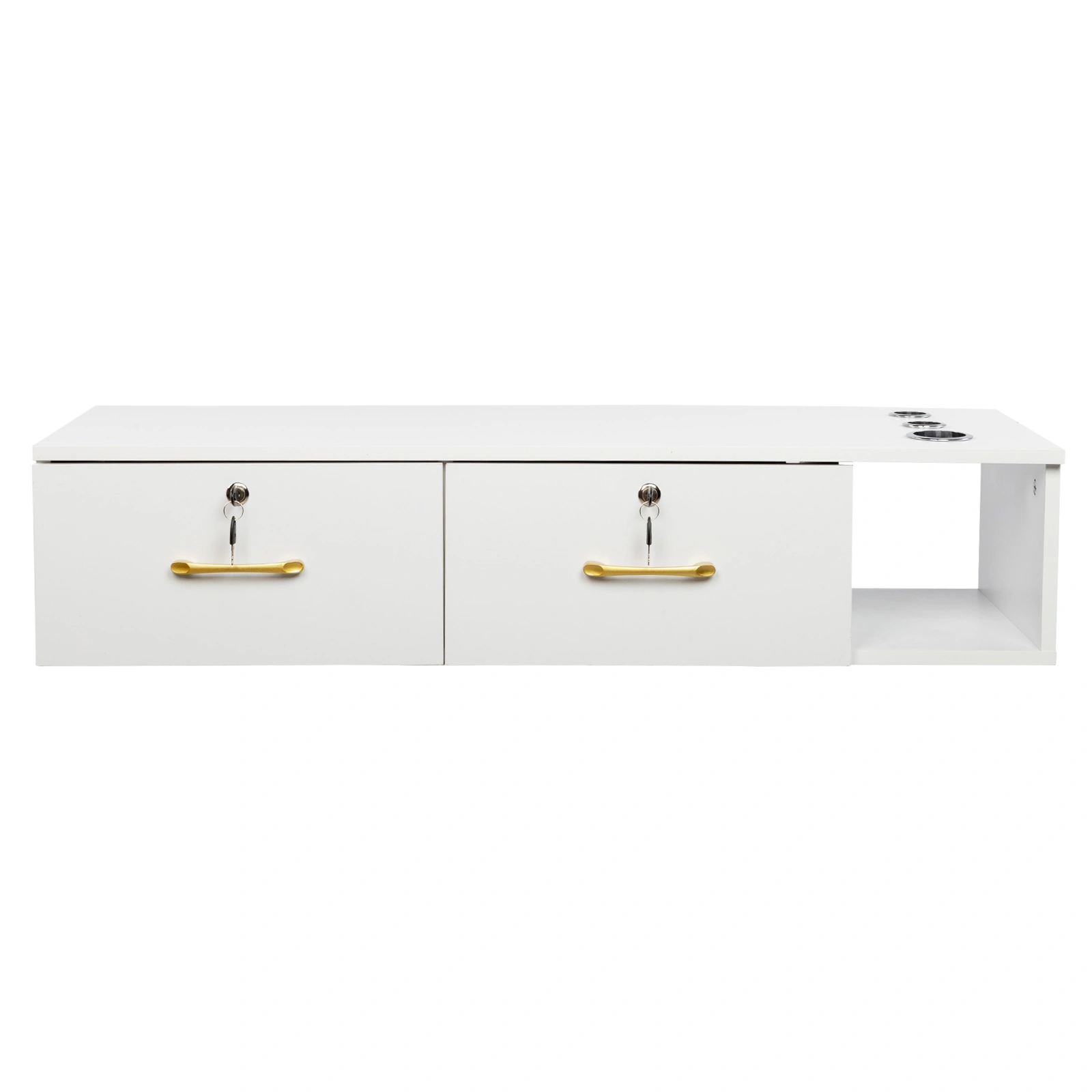 15mm E0 particleboard linen two draw three holes with lock salon cabinet white view 2