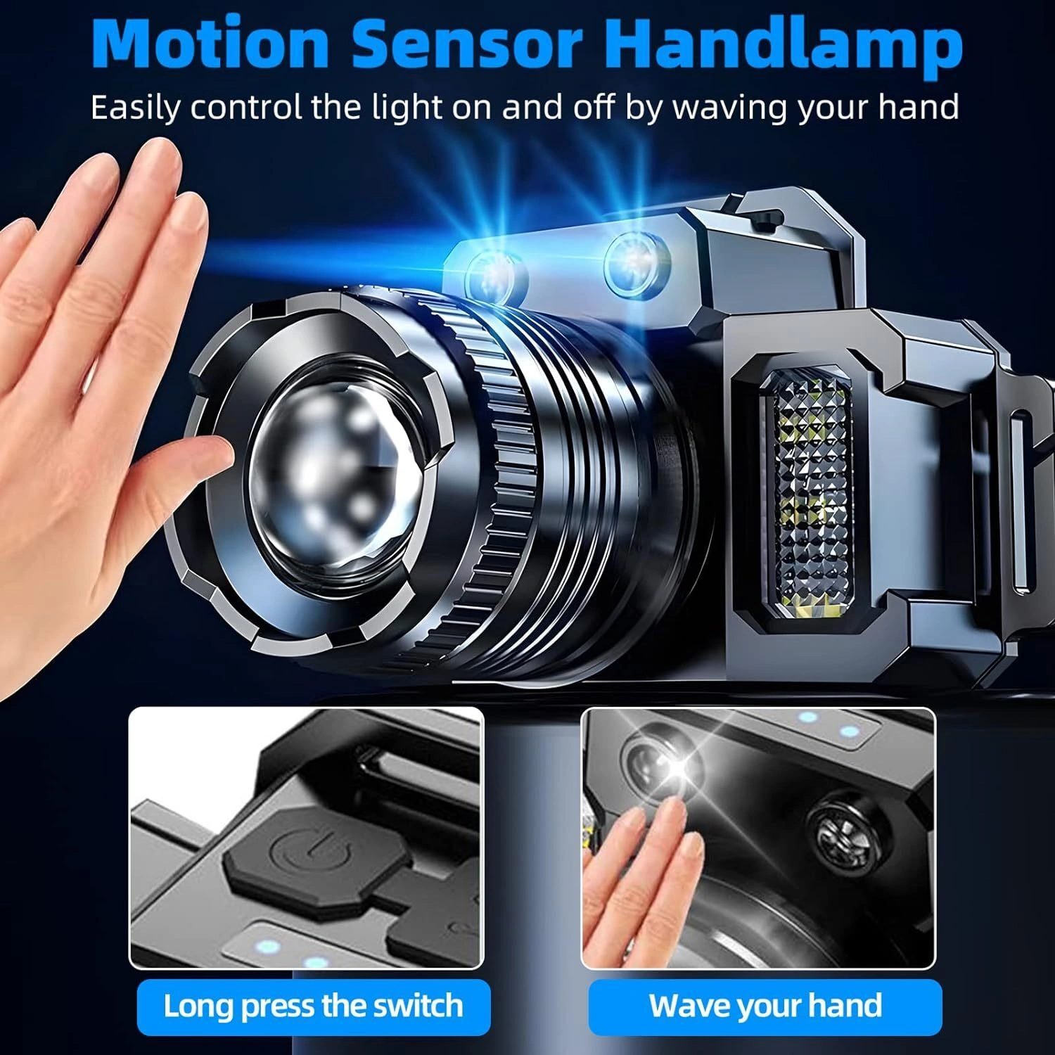 5-Modes LED Headlamp Motion Sensor Headlamp USB Rechargeable Canping Hiking Headlight view 7