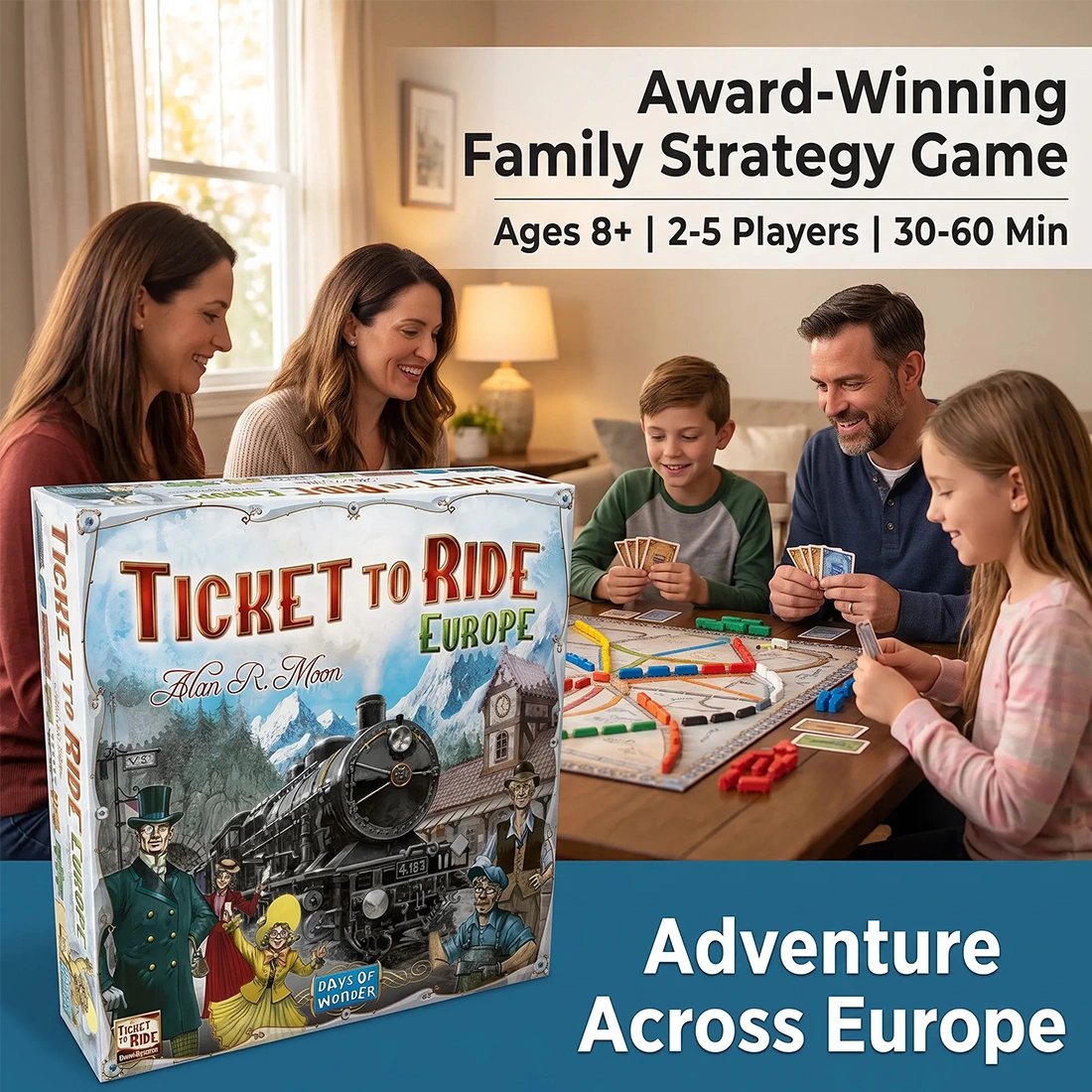 Days of Wonder Ticket to Ride Europe Board Game - Family Strategy Card Game for 2-5 Players view 3