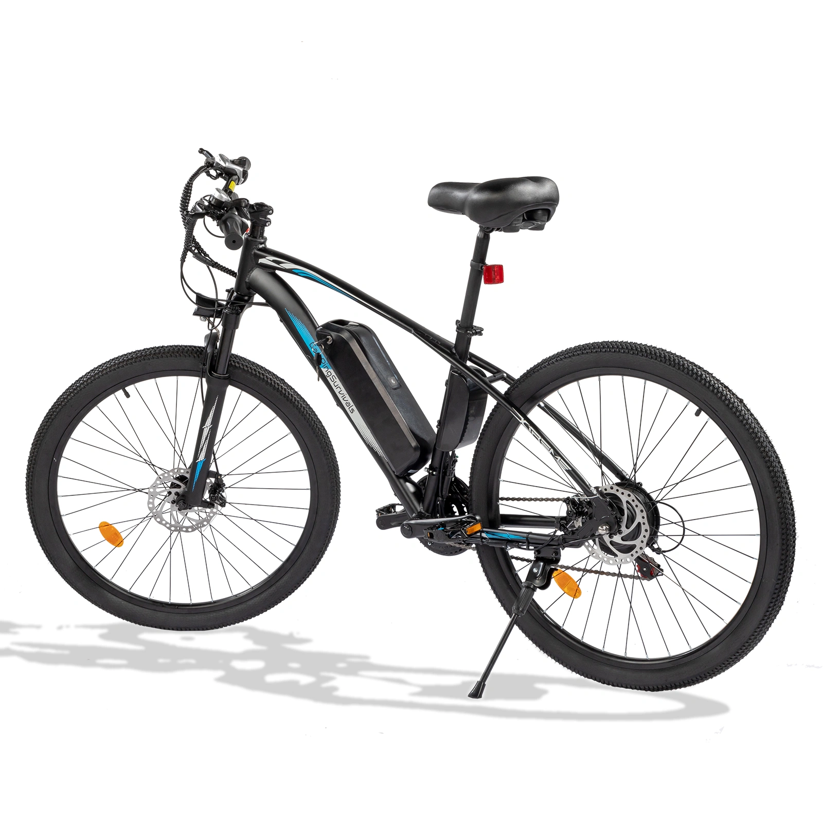 Adult Electric Mountain Bike 27.5" City E-Bike 36V 13Ah Removable Battery 7 Speed Blue Black