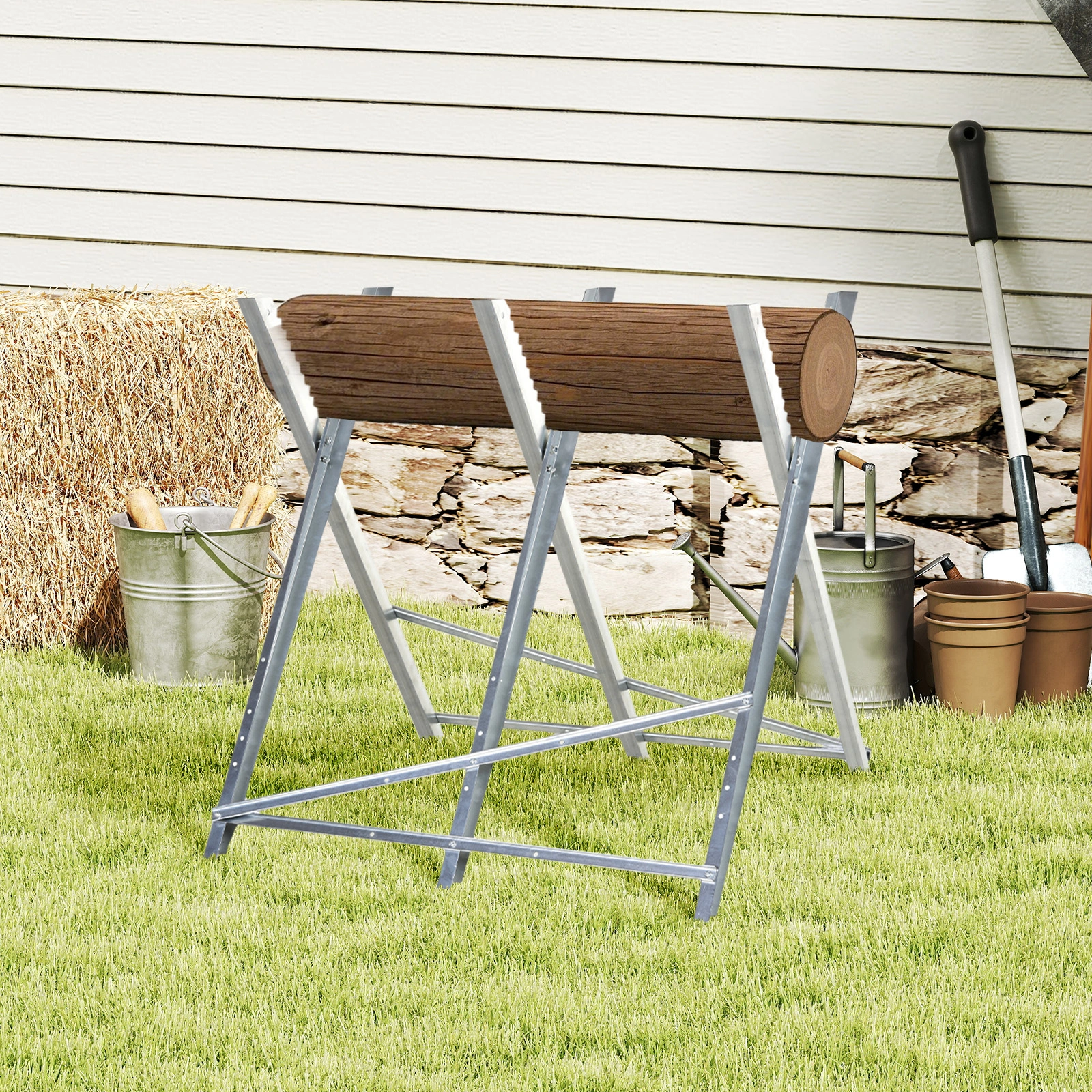 Portable Sawhorse Adjustable Work Stand Heavy Duty Folding Saw Horses for Construction