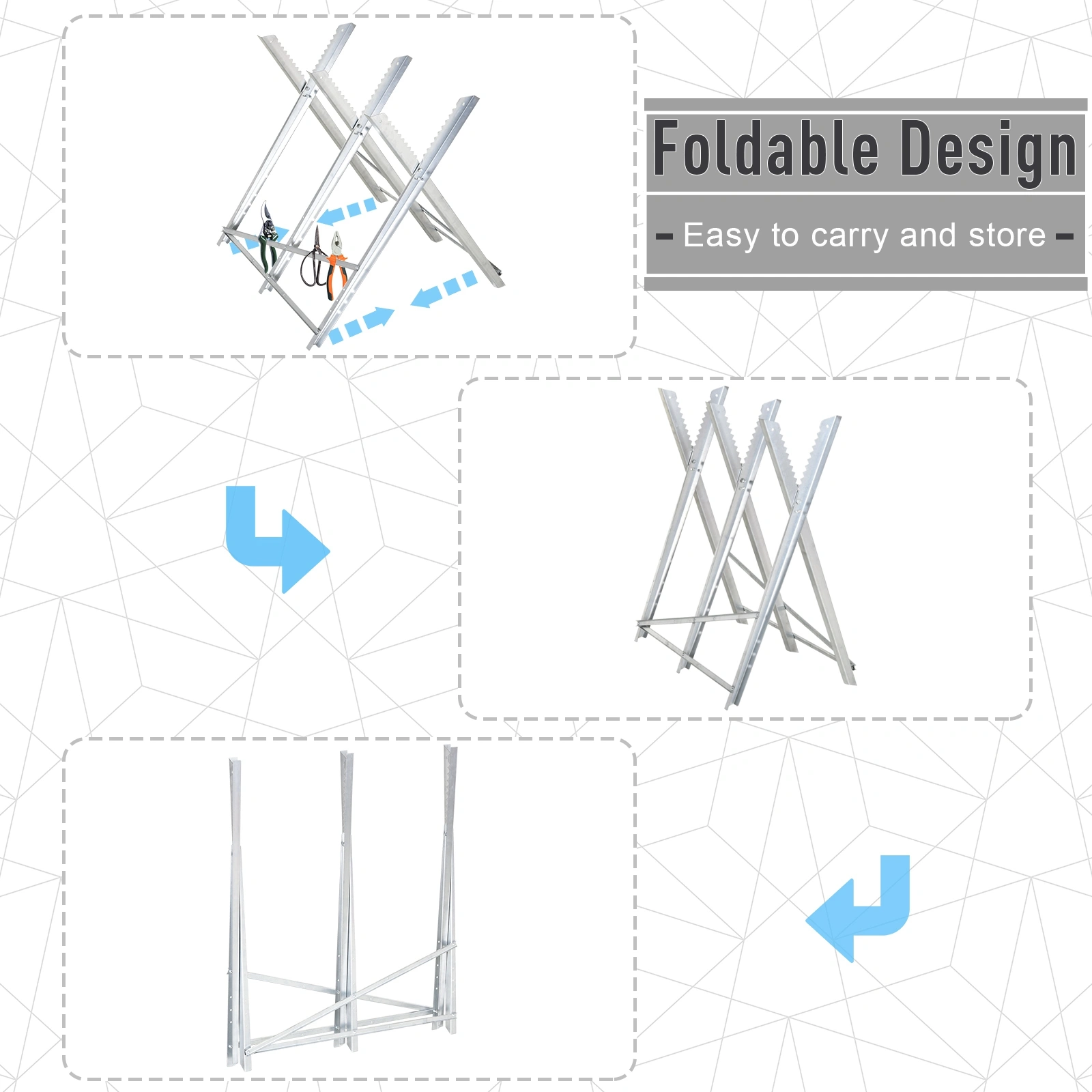 Portable Sawhorse Adjustable Work Stand Heavy Duty Folding Saw Horses for Construction view 2
