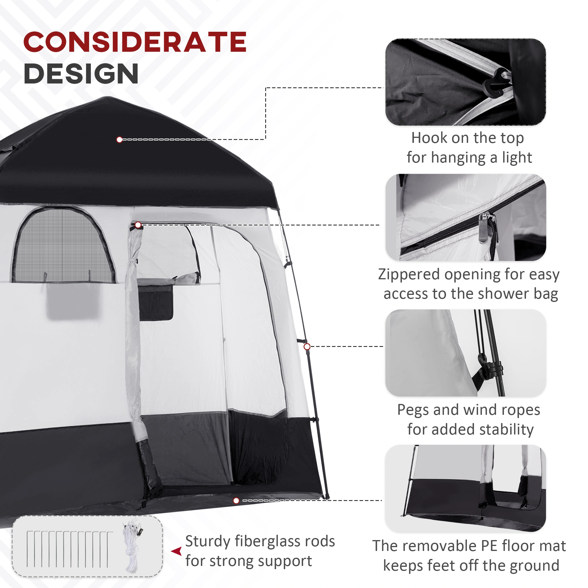 Pop Up Shower Tent Portable Changing Tent Outdoor Camping Privacy Shower with Carry Bag view 3