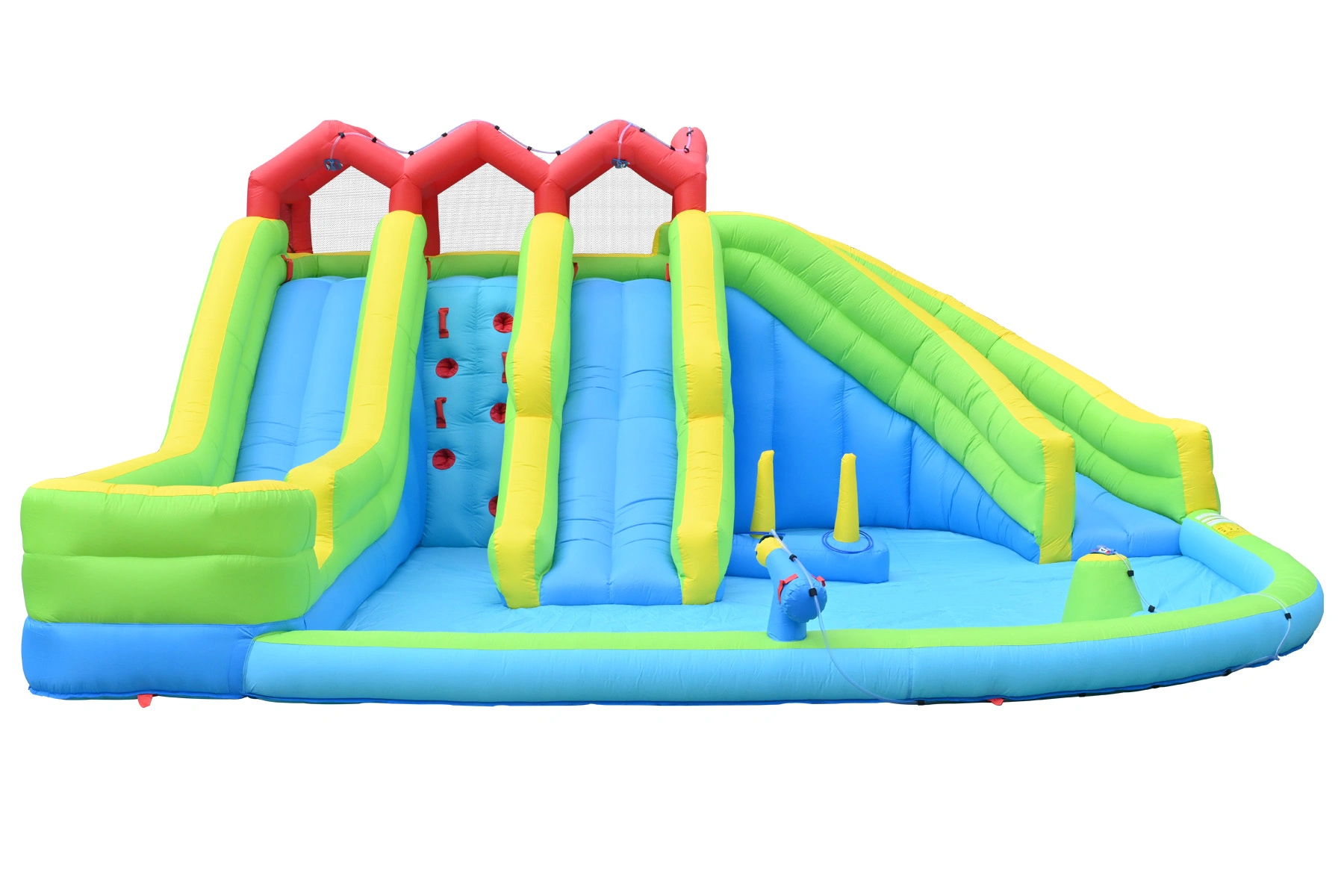 7-in-1 Inflatable Water Park with 3 Slides, Blower, Water Gun, Sprinkler & Fountain view 3