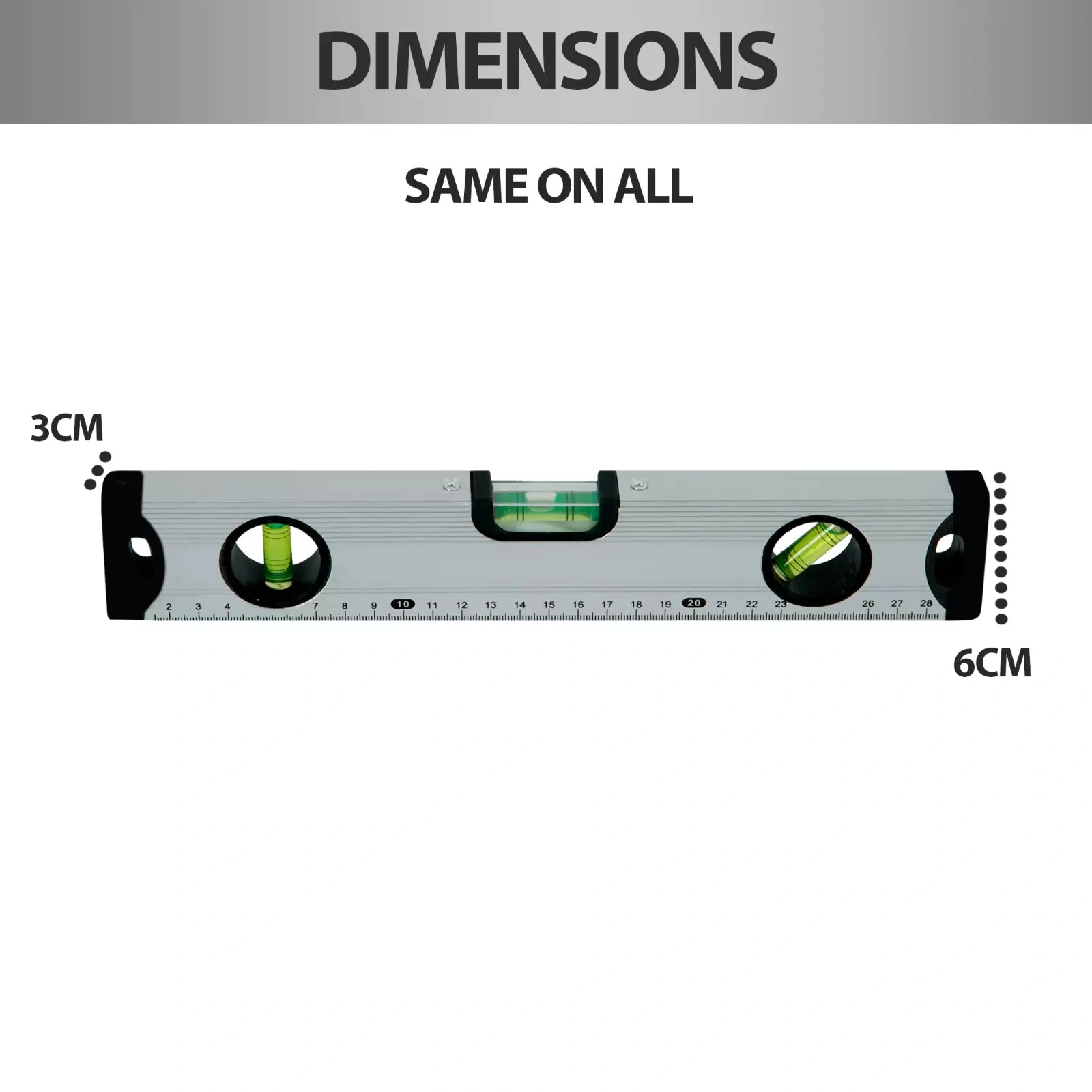 Magnetic Spirit Level Set, 3-Piece Construction Levels 300/600/1000mm, Silver Aluminum Pro Layout Tool view 3