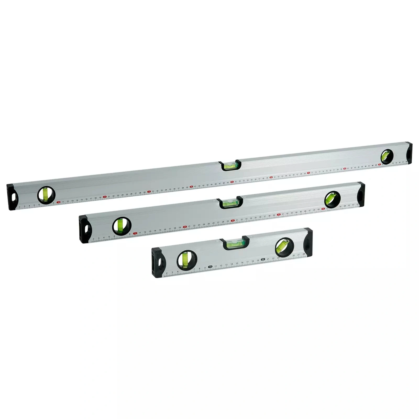 Magnetic Spirit Level Set, 3-Piece Construction Levels 300/600/1000mm, Silver Aluminum Pro Layout Tool view 4