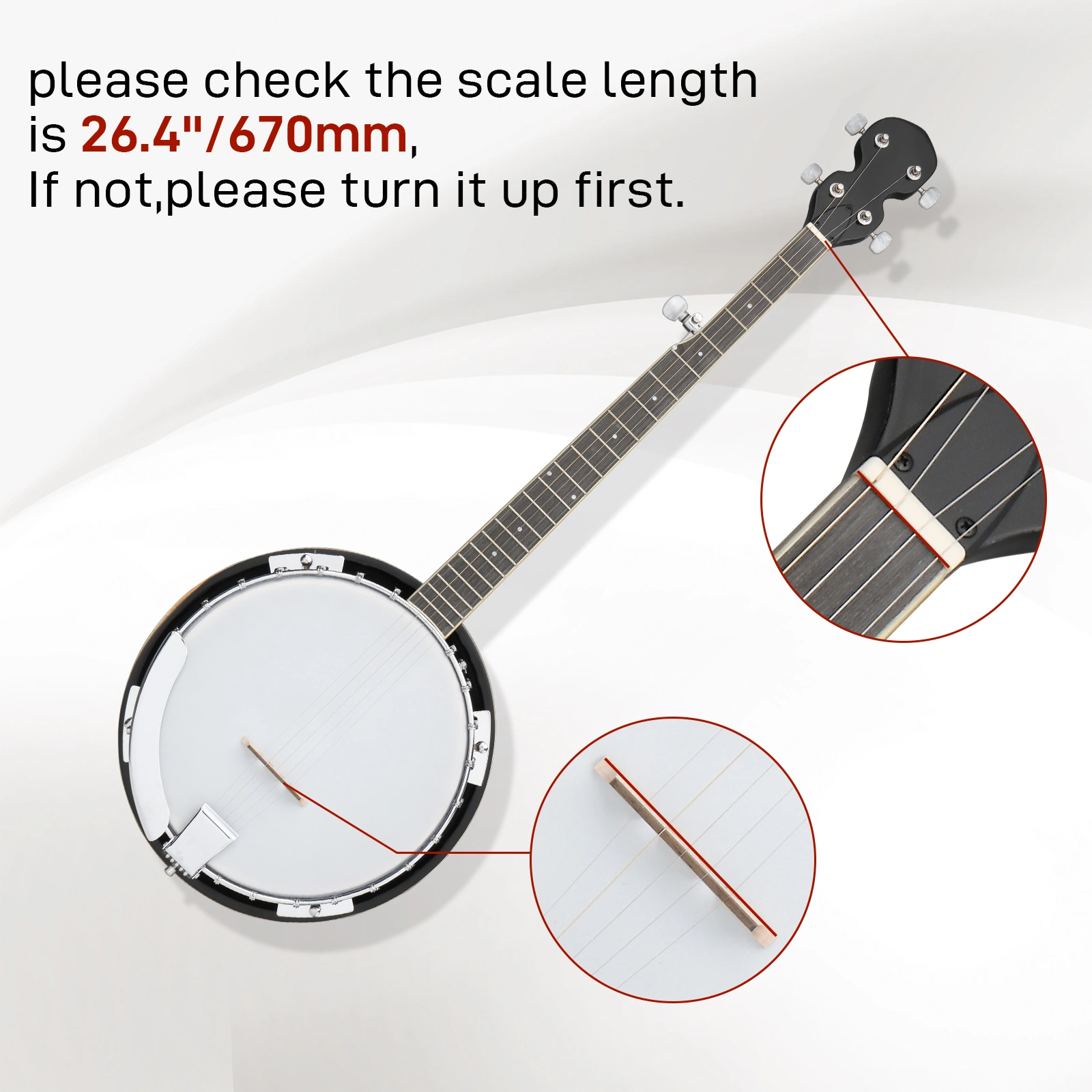 Full Size 5 String Right Handed Banjos Set with Closed Solid Sapele Back & Premium Mahogany Neck and Premium Accessories view 15