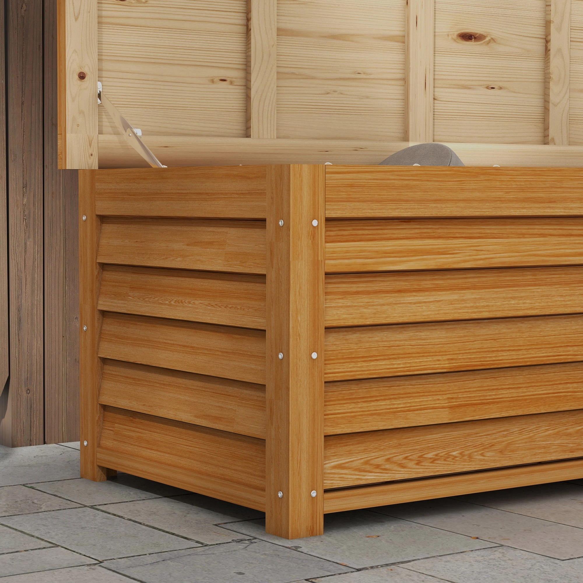 Weather Resistant Outdoor Storage Box, 120 Gallon Deck Box with Lockable Lid, UV Protected Resin Garden Storage Container view 2