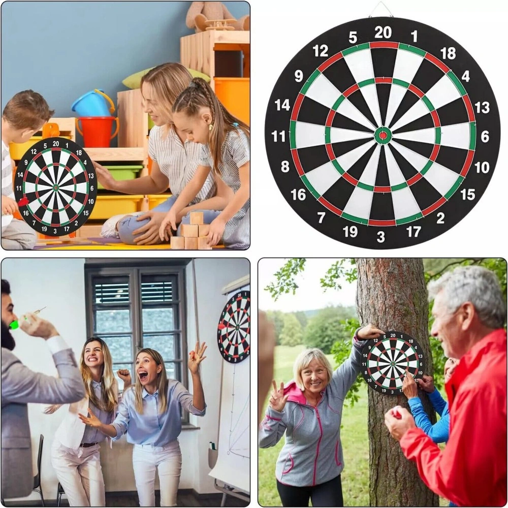 FULL SIZE 17" DARTBOARD SET 6 DARTS FUN FAMILY DART BOARD GAME ADULTS KIDS XMAS view 5