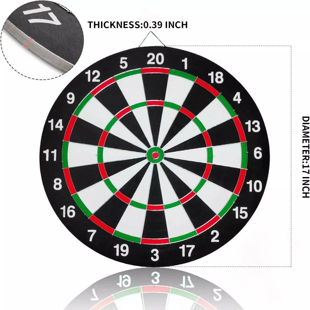 FULL SIZE 17" DARTBOARD SET 6 DARTS FUN FAMILY DART BOARD GAME ADULTS KIDS XMAS view 6